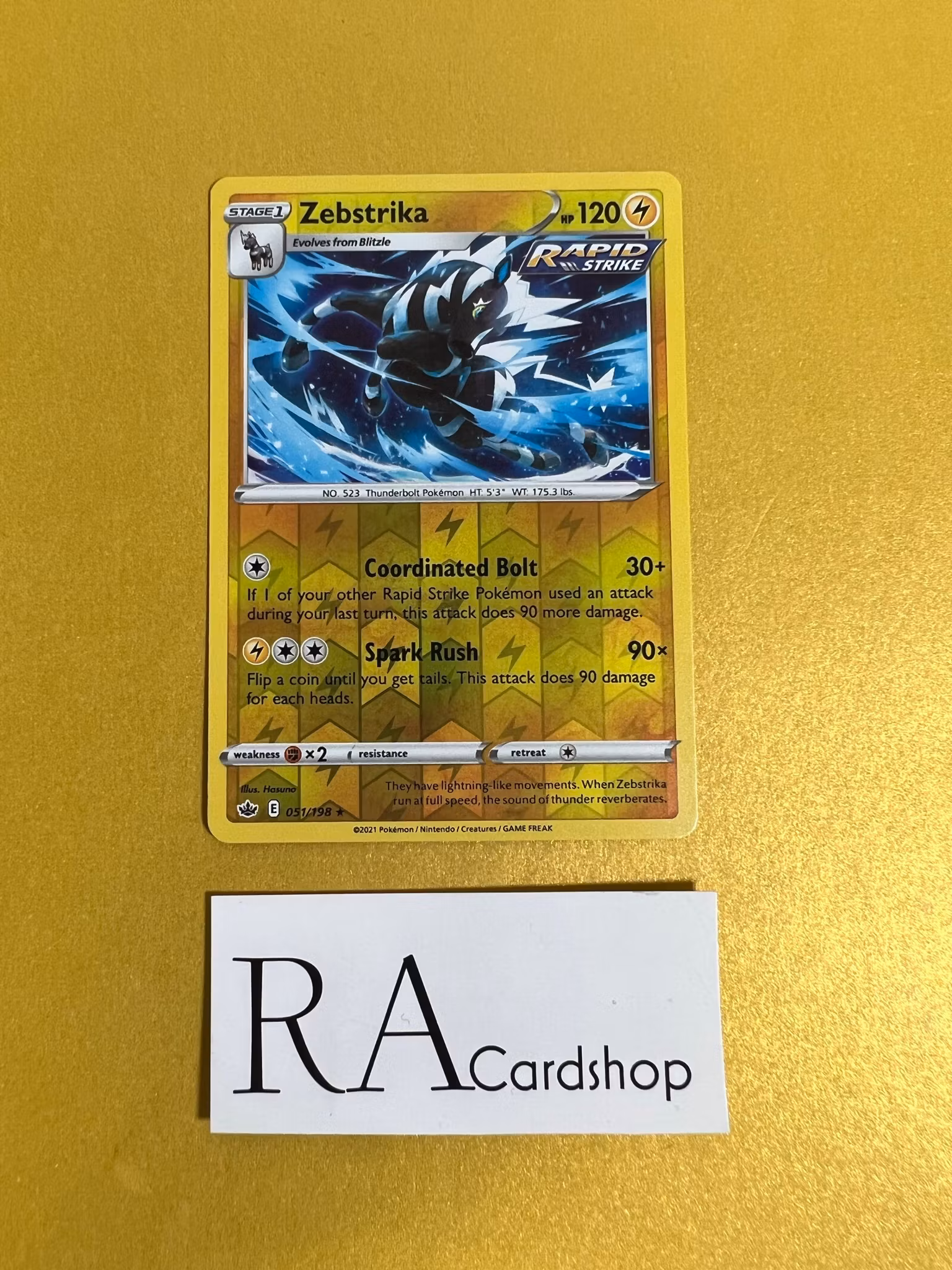 Zebstrika Reverse Holo Rare 051/198 Chilling Reign Pokémon