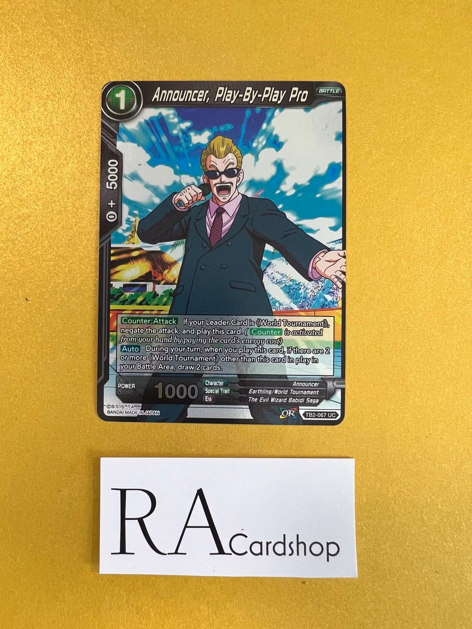 Announcer, Play-By-Play Pro TB2-067 Unommon Reverse Holo World Martial Arts Tournament Dragon Ball