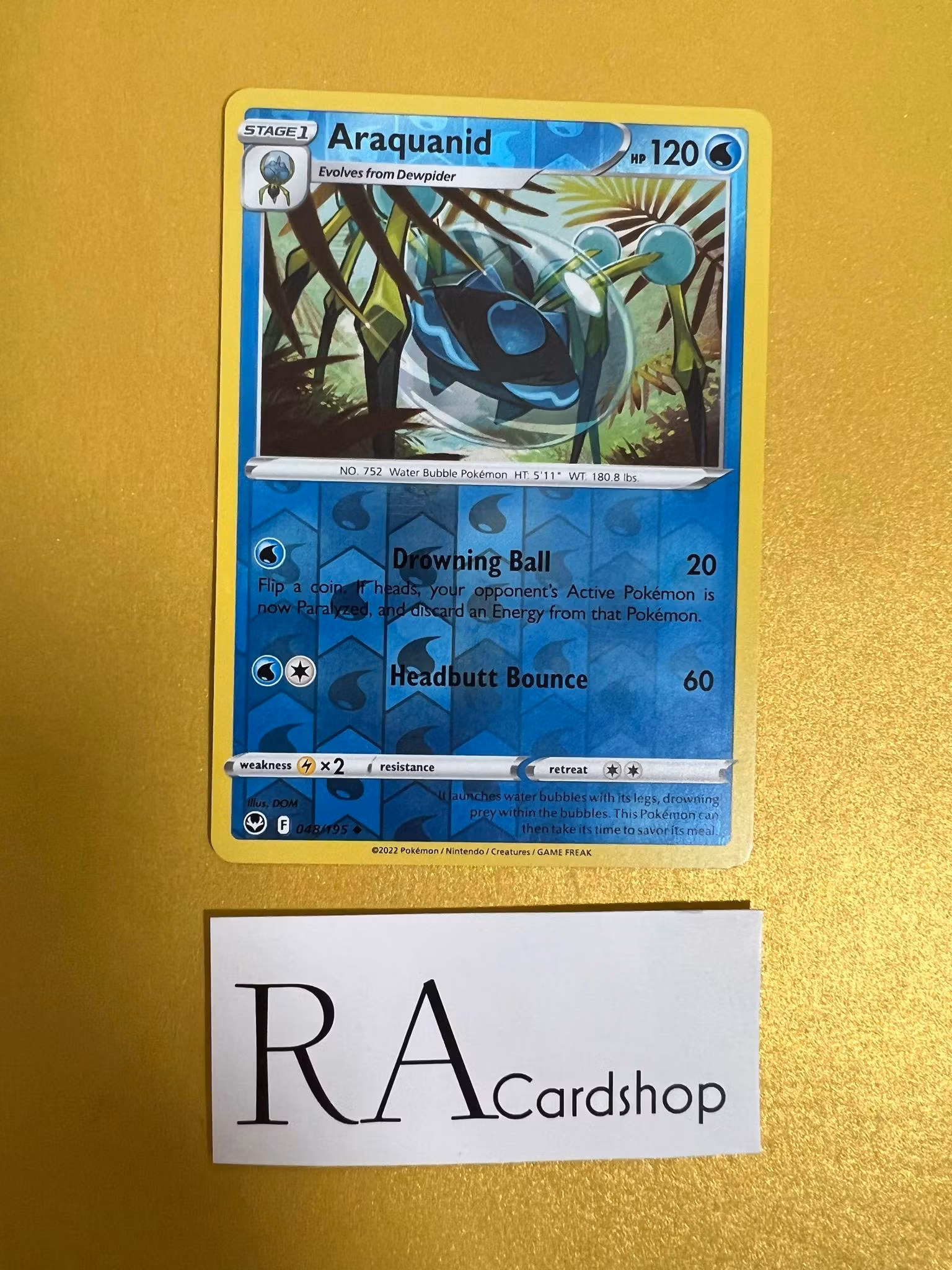 Araquanid Reverse Holo Uncommon 048/195 Silver Tempest Pokémon