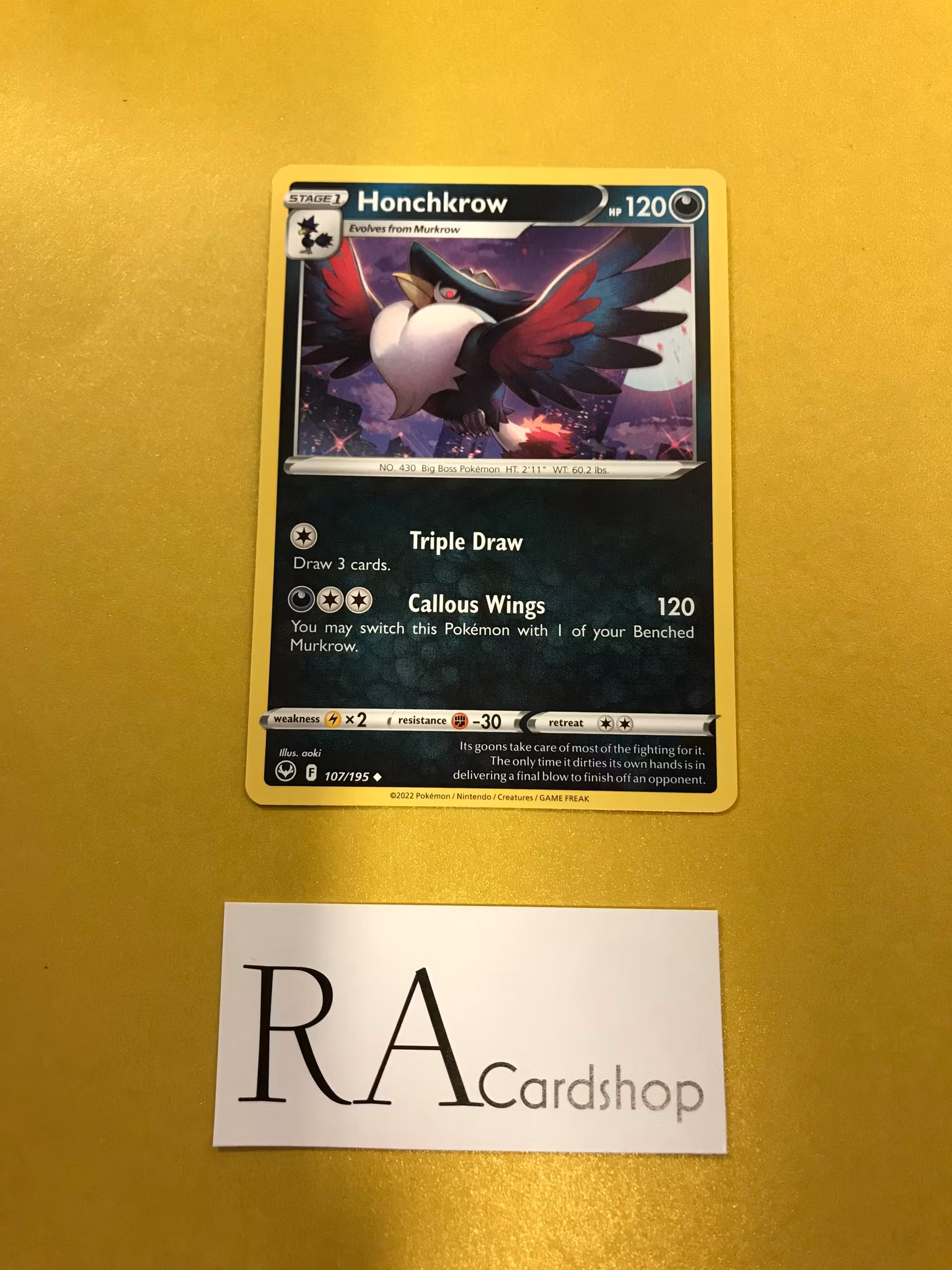 Honchkrow Uncommon 107/195 Silver Tempest Pokemon