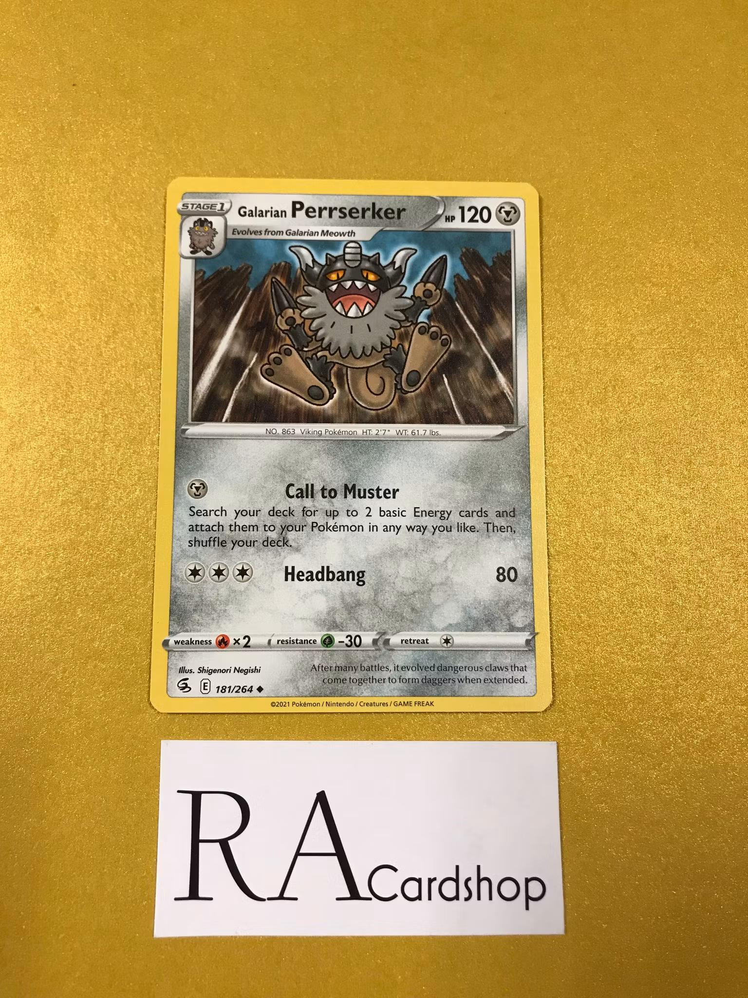 Galarian Perrserker Uncommon 181/264 Fusion Strike Pokemon