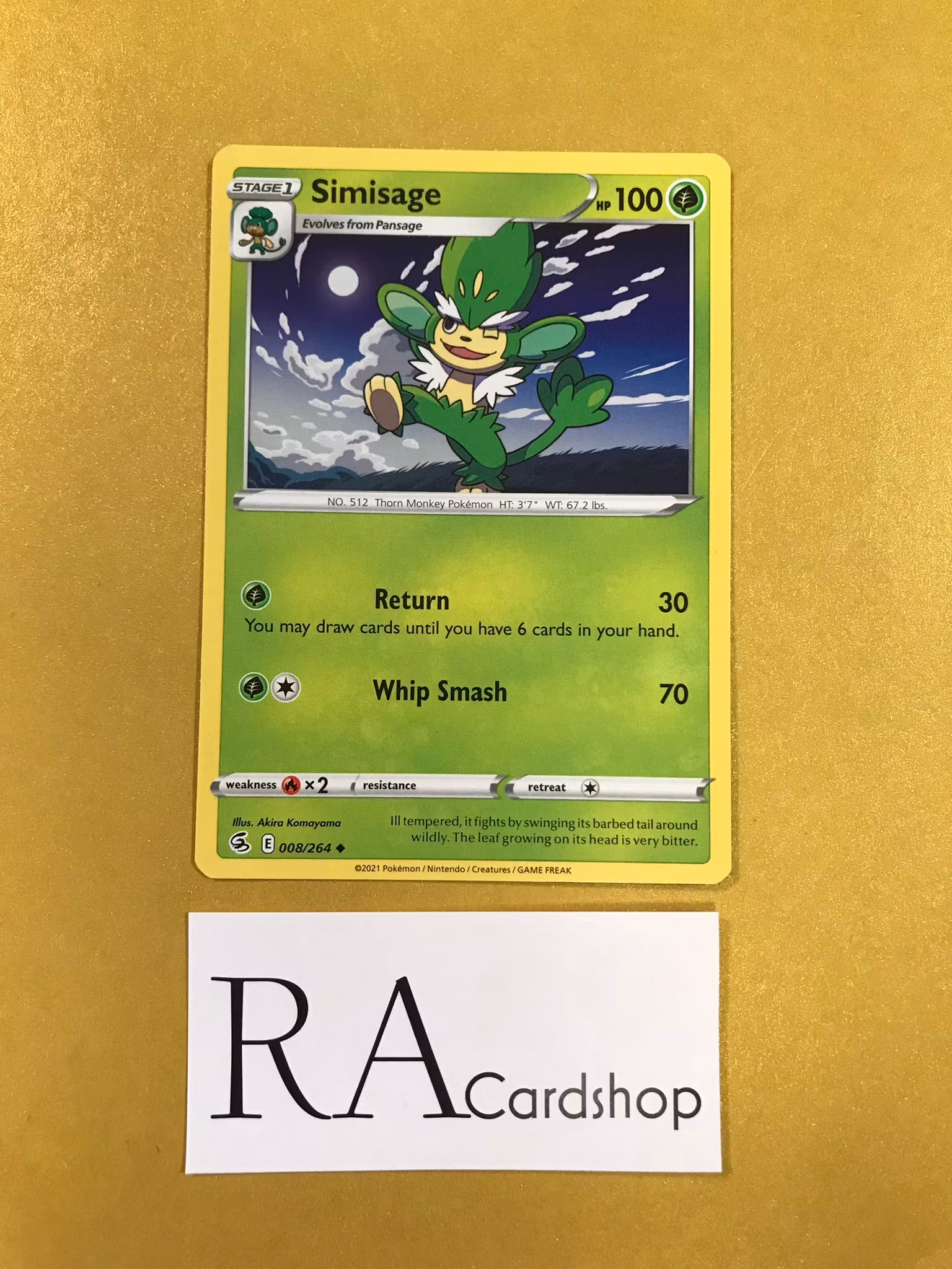 Simisage Uncommon 008/264 Fusion Strike Pokemon