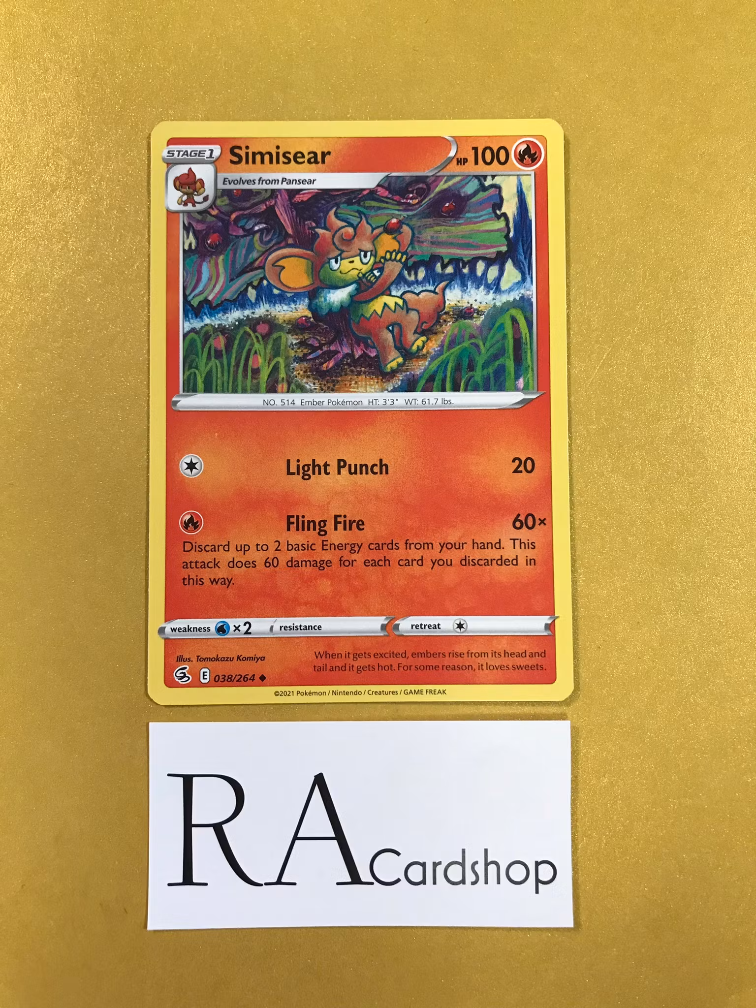 Simisear Uncommon 038/264 Fusion Strike Pokemon