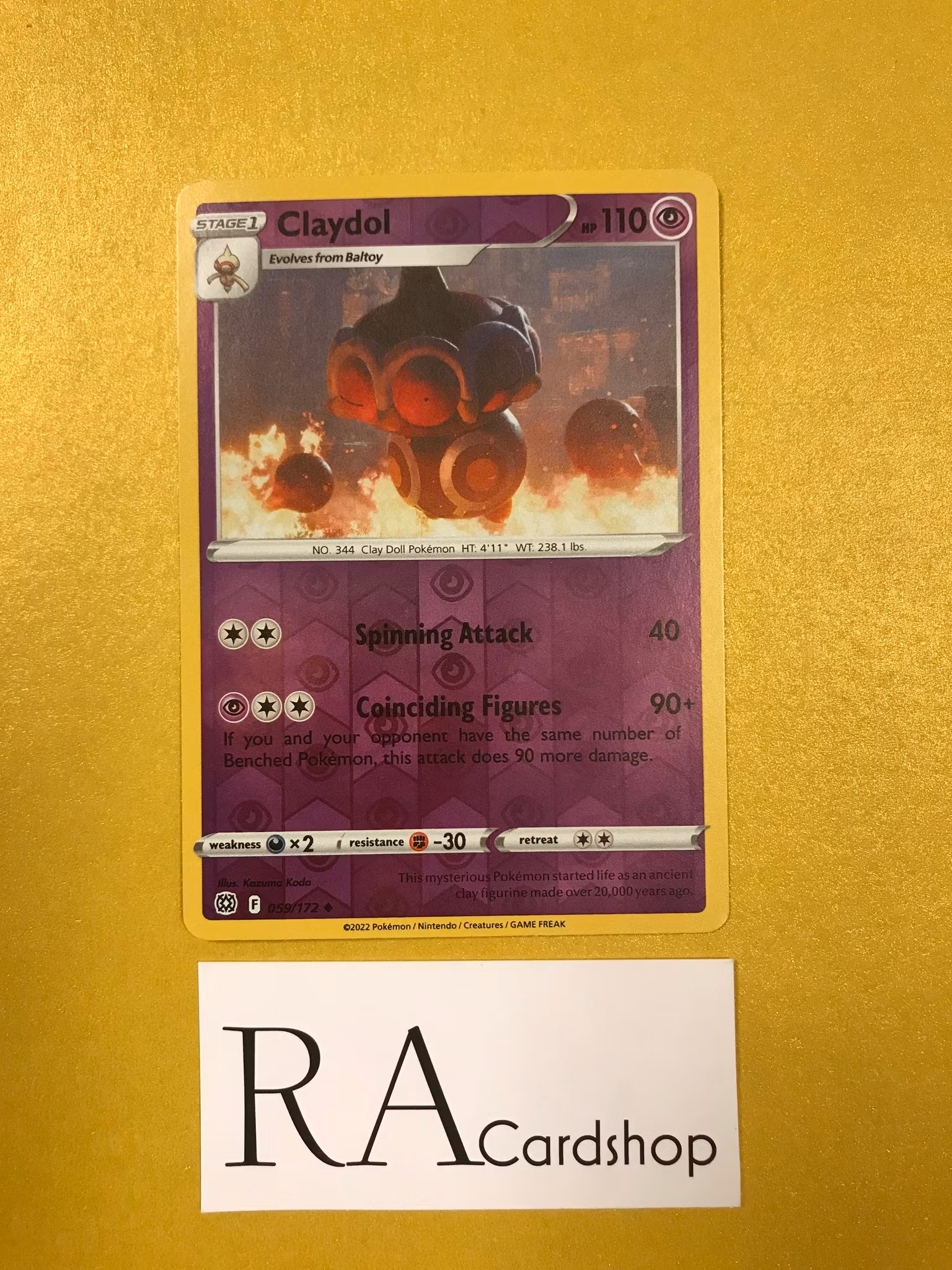 Claydol Reverse Holo Uncommon 059/172 Brilliant Stars Pokemon