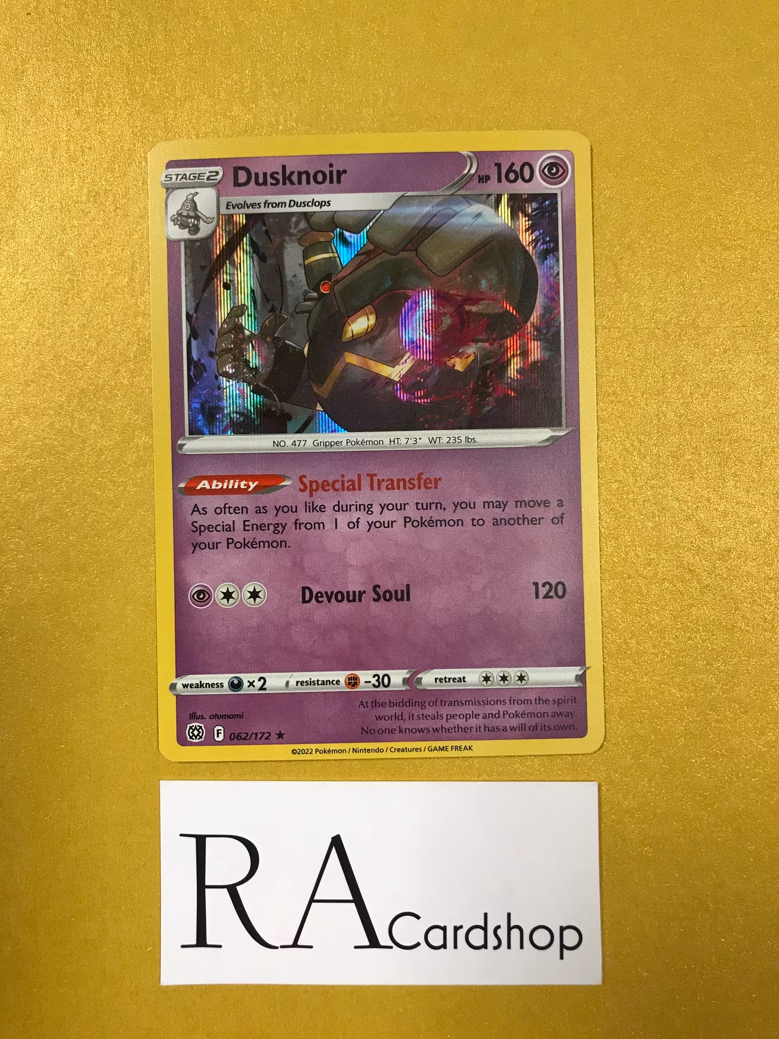 Dusknoir Holo Rare 062/172 Brilliant Stars Pokemon