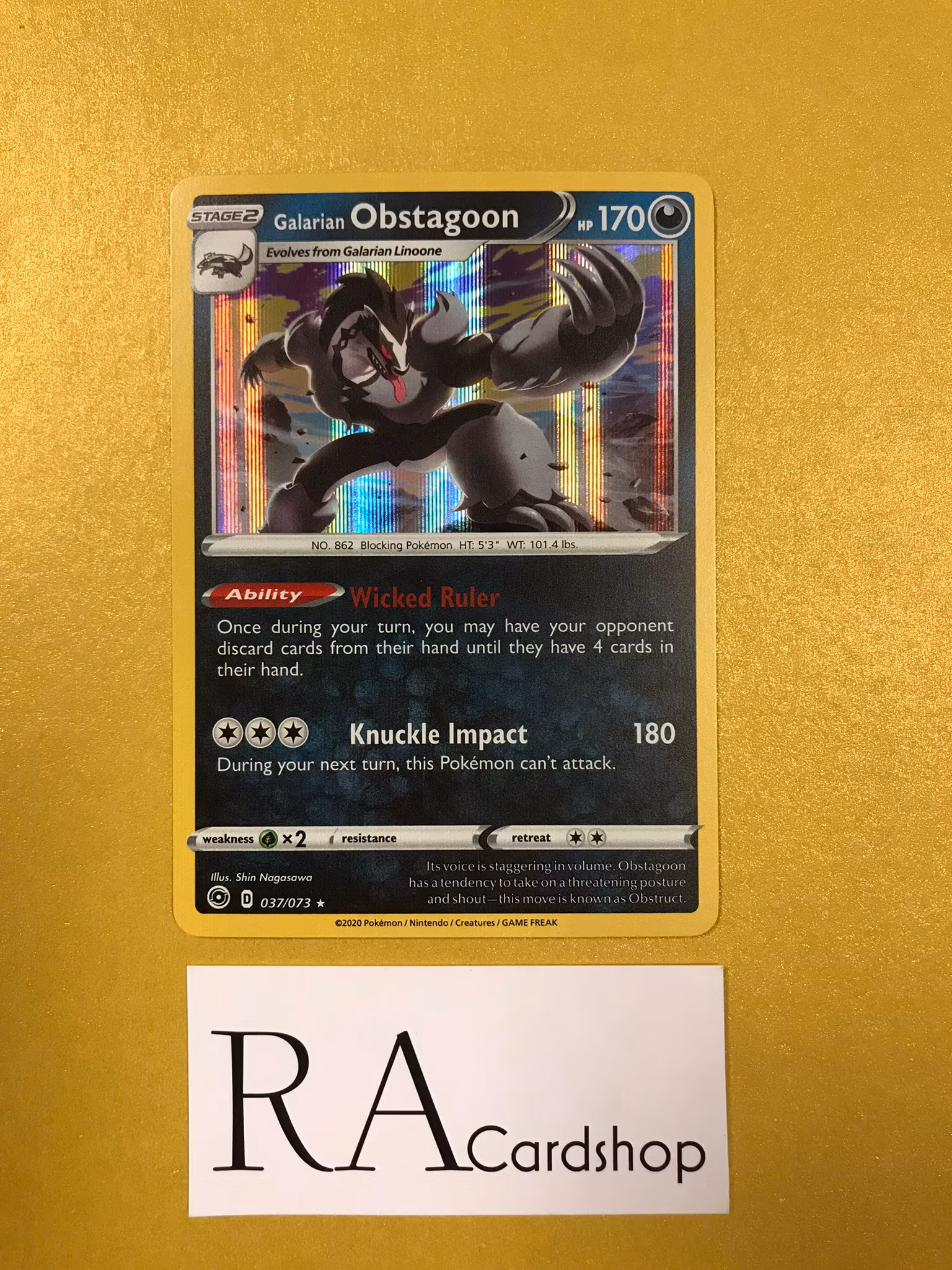 Galarian Obstagoon Holo Rare 037/073 Champions Path Pokémon