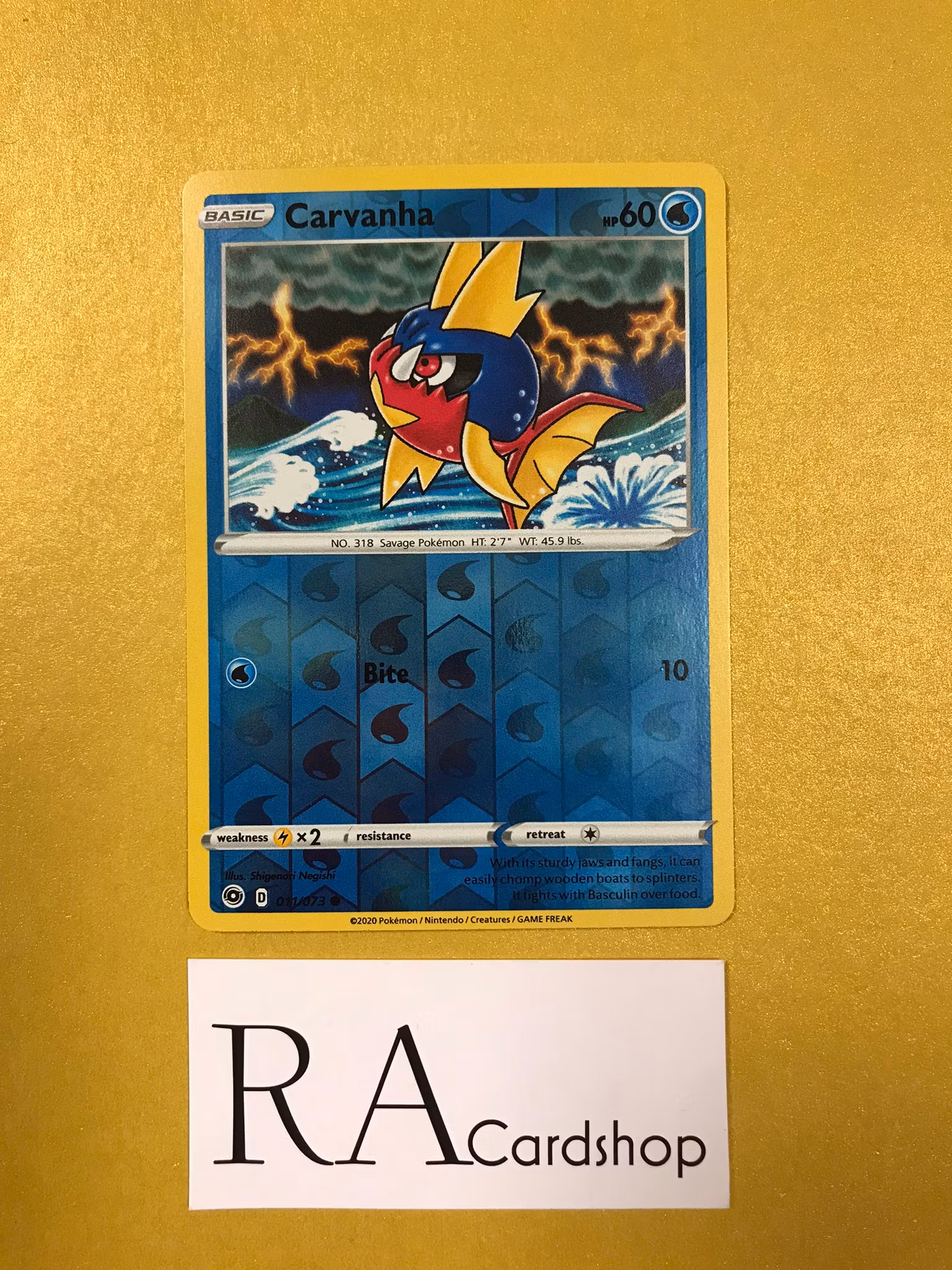 Carvanha Reverse Holo Common 011/073 Champions Path Pokémon