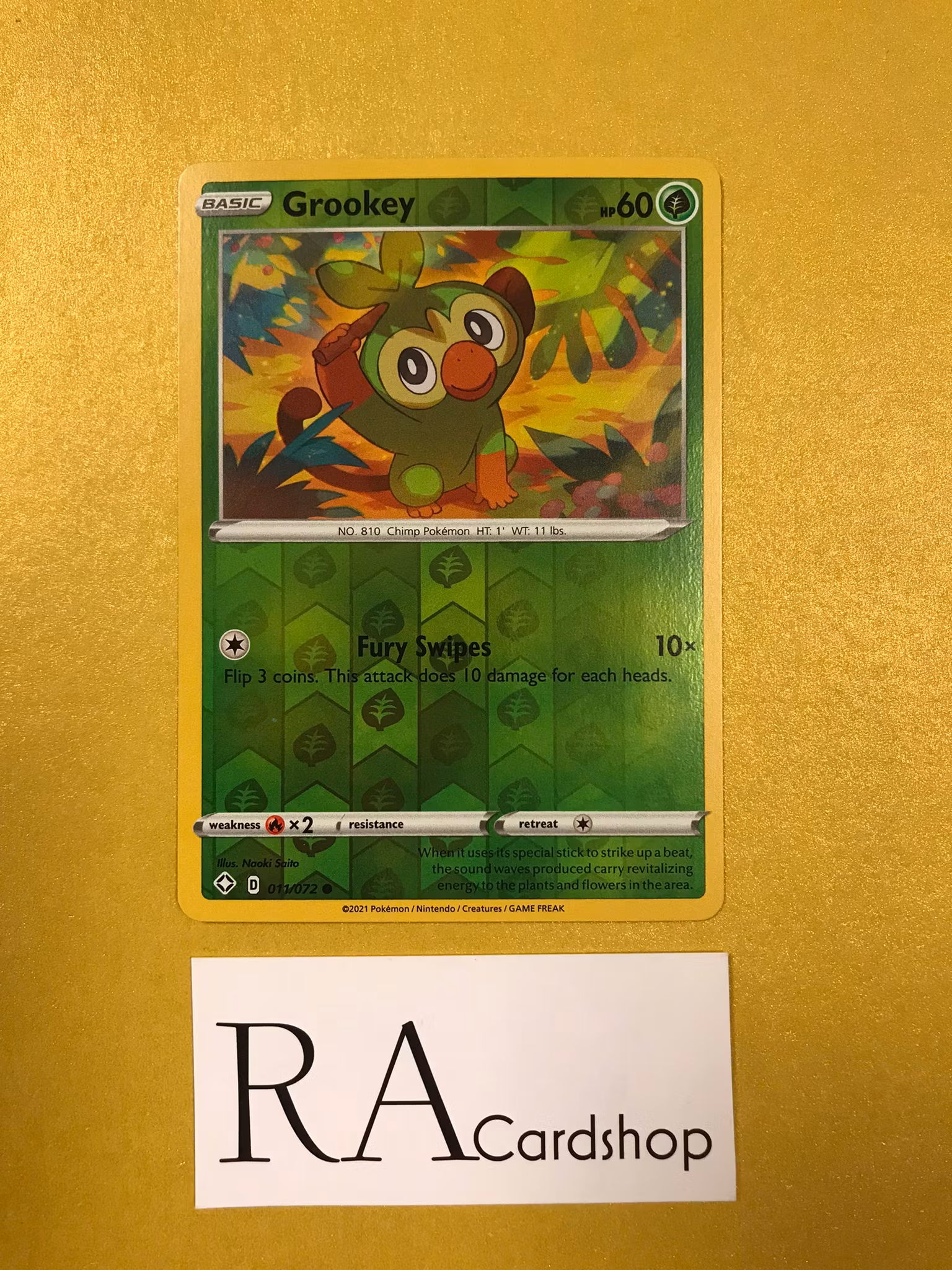 Grookey Reverse Holo Common 011/072 Shining Fates Pokémon