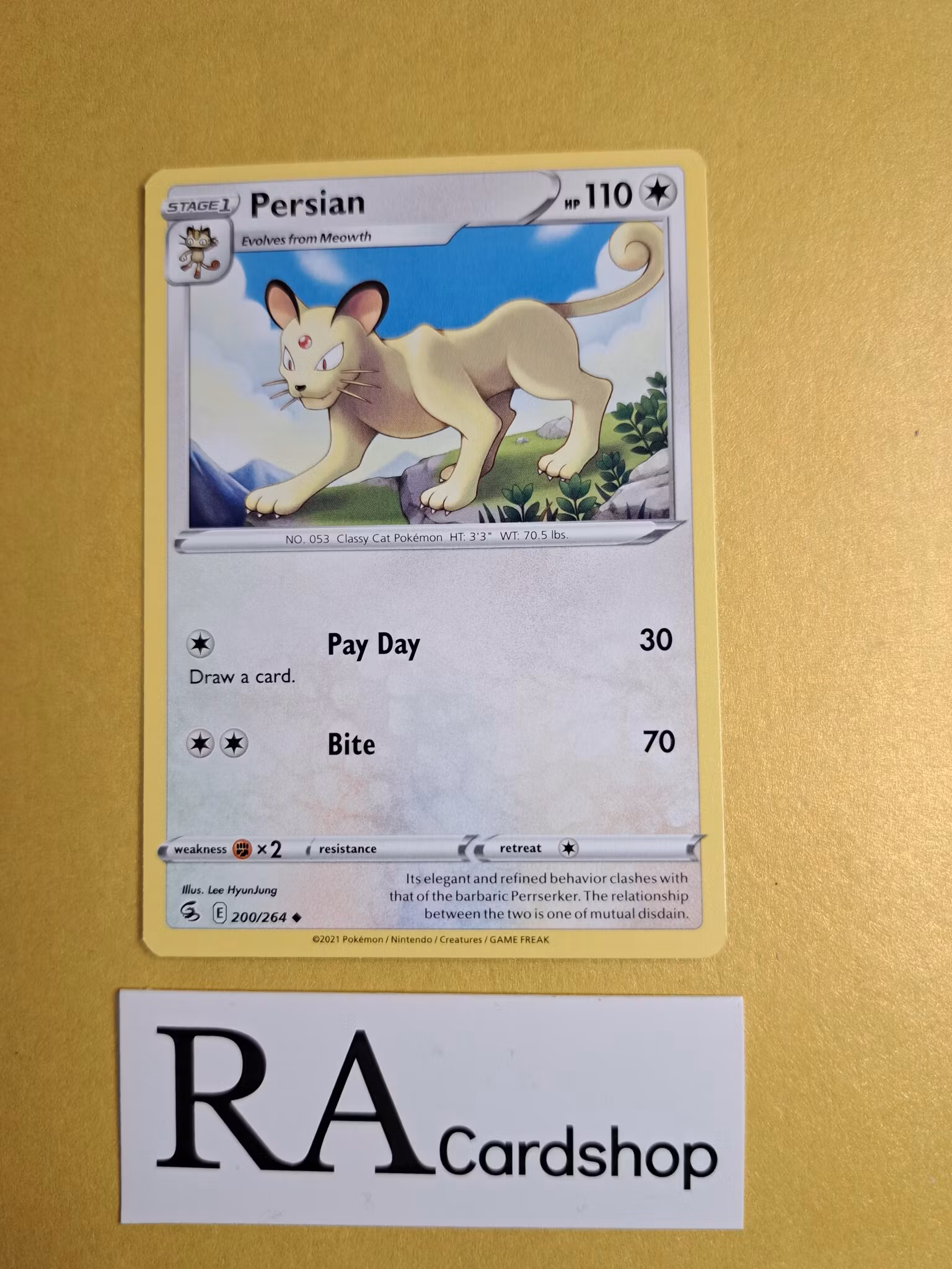 Persian Uncommon 200/264 Fusion Strike Pokemon