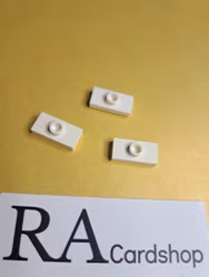 15573 Plate, Modified 1 x 2 with 1 Stud with Groove and Bottom Stud Holder (Jumper) White Lego