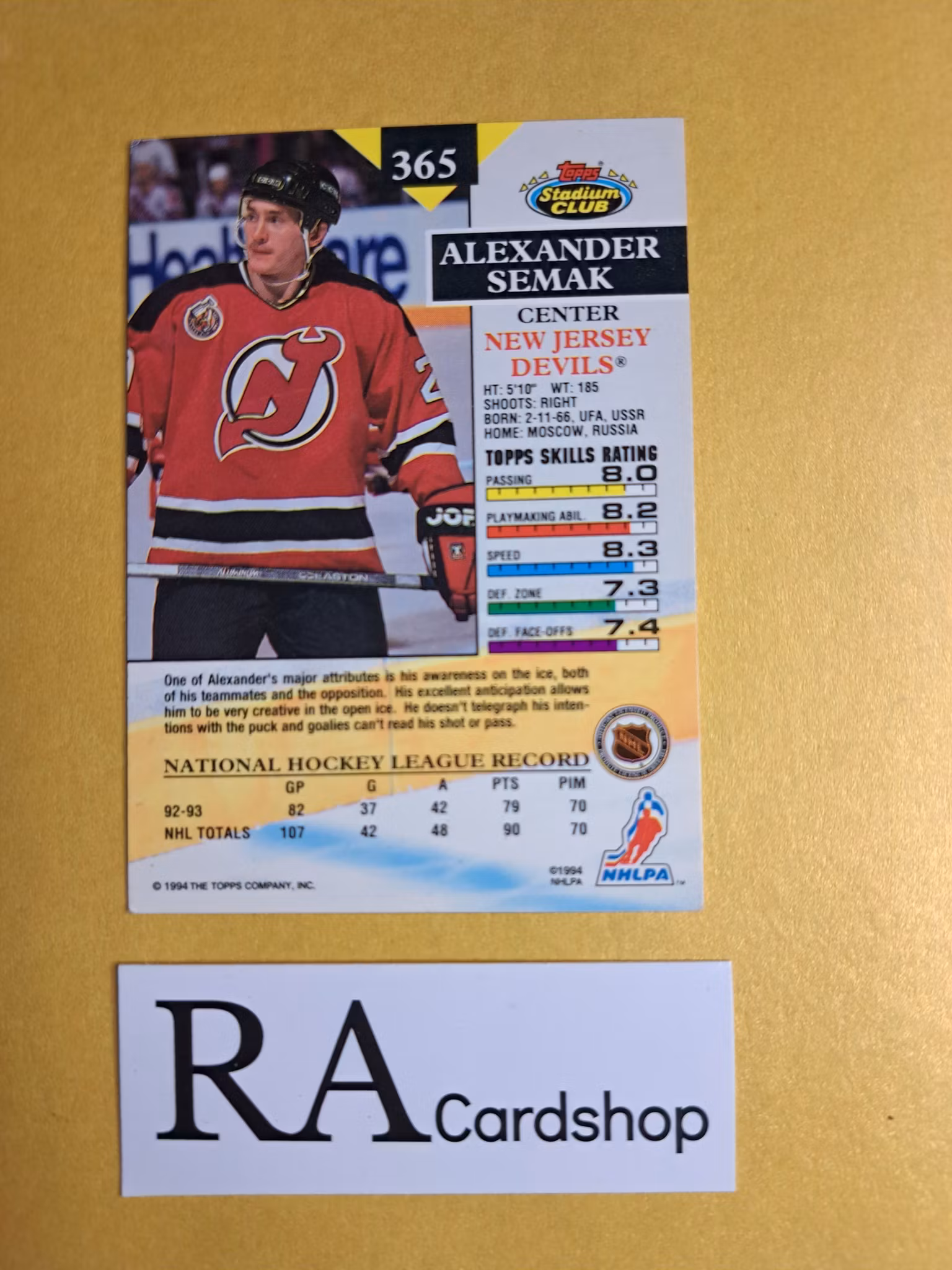 Alexander Semak 93-94 Topps Stadium Club #365 NHL Hockey