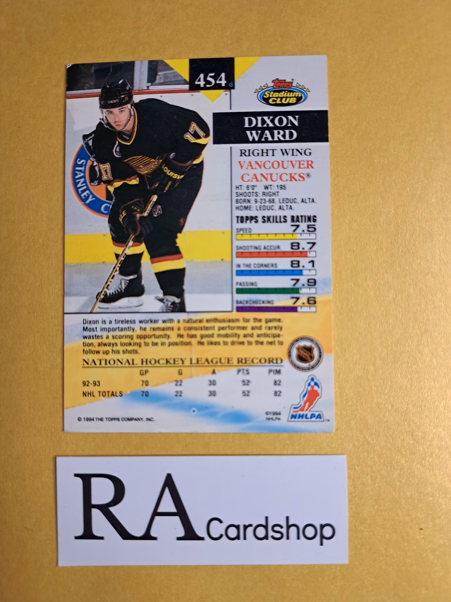 Dixon Ward 93-94 Topps Stadium Club #454 NHL Hockey