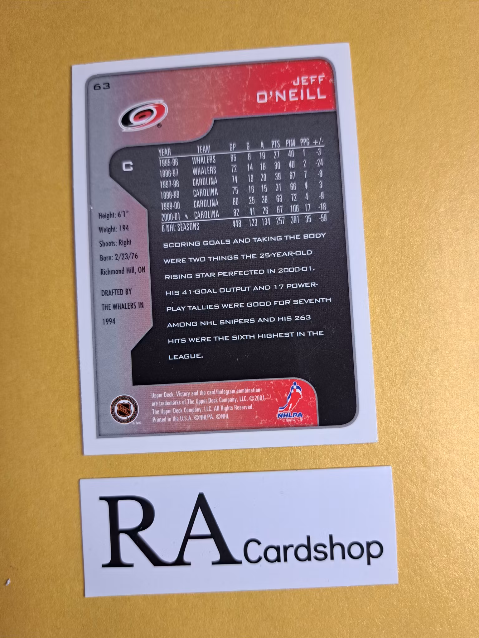 Jeff O'Neill 01-02 Upper Deck Victory #63 NHL Hockey