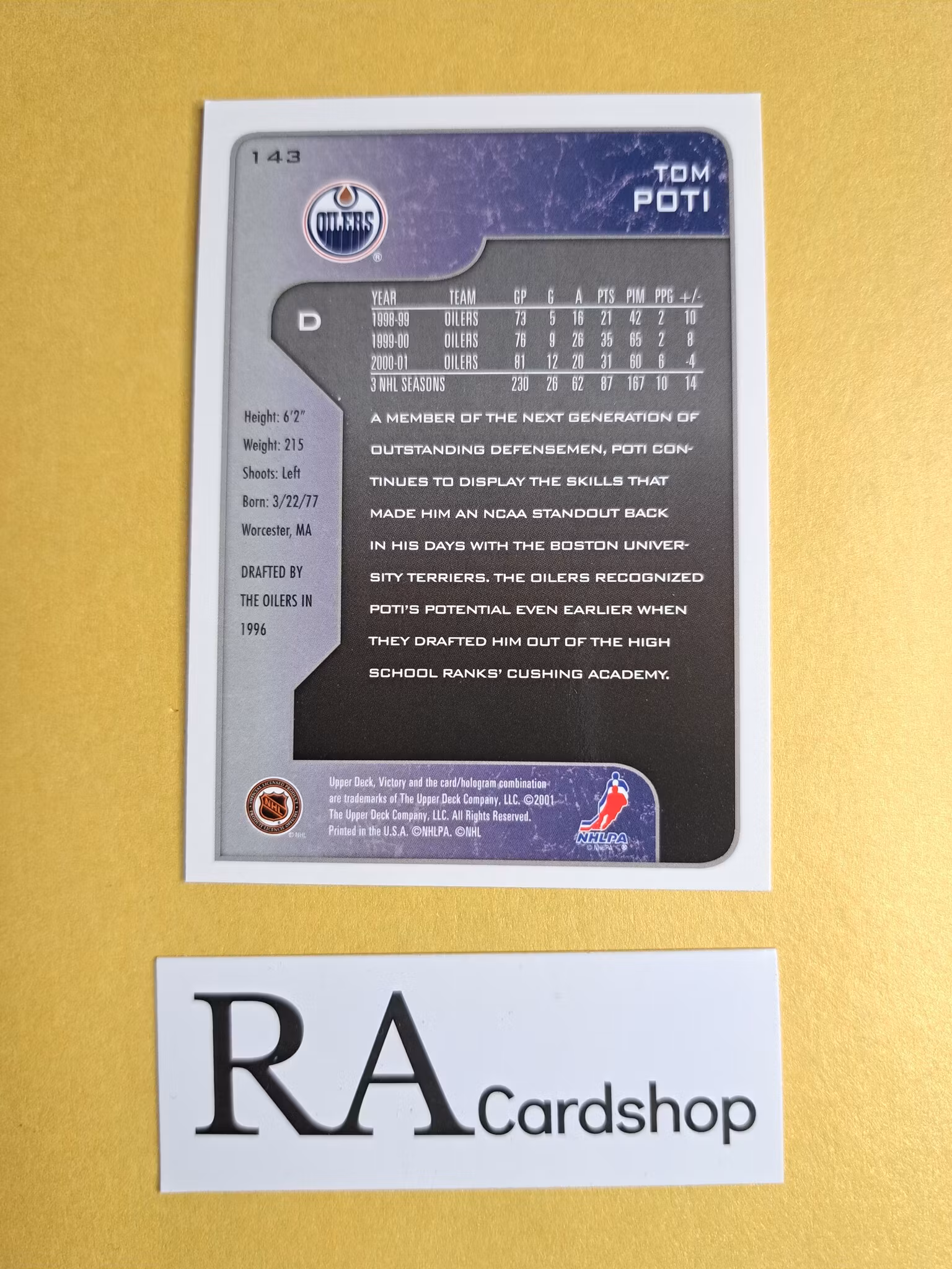 Tom Poti 01-02 Upper Deck Victory #143 NHL Hockey