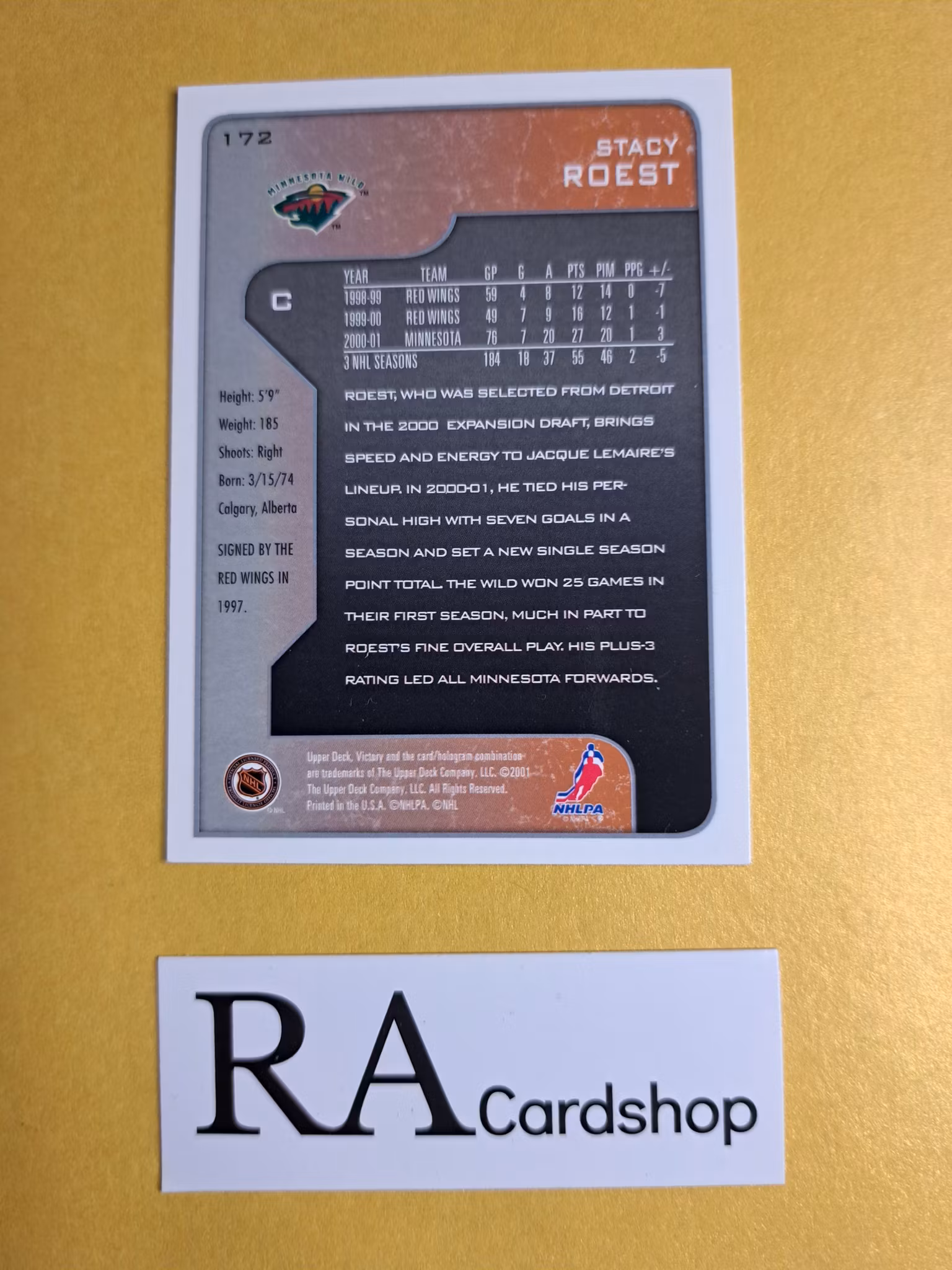 Stacy Roest 01-02 Upper Deck Victory #172 NHL Hockey