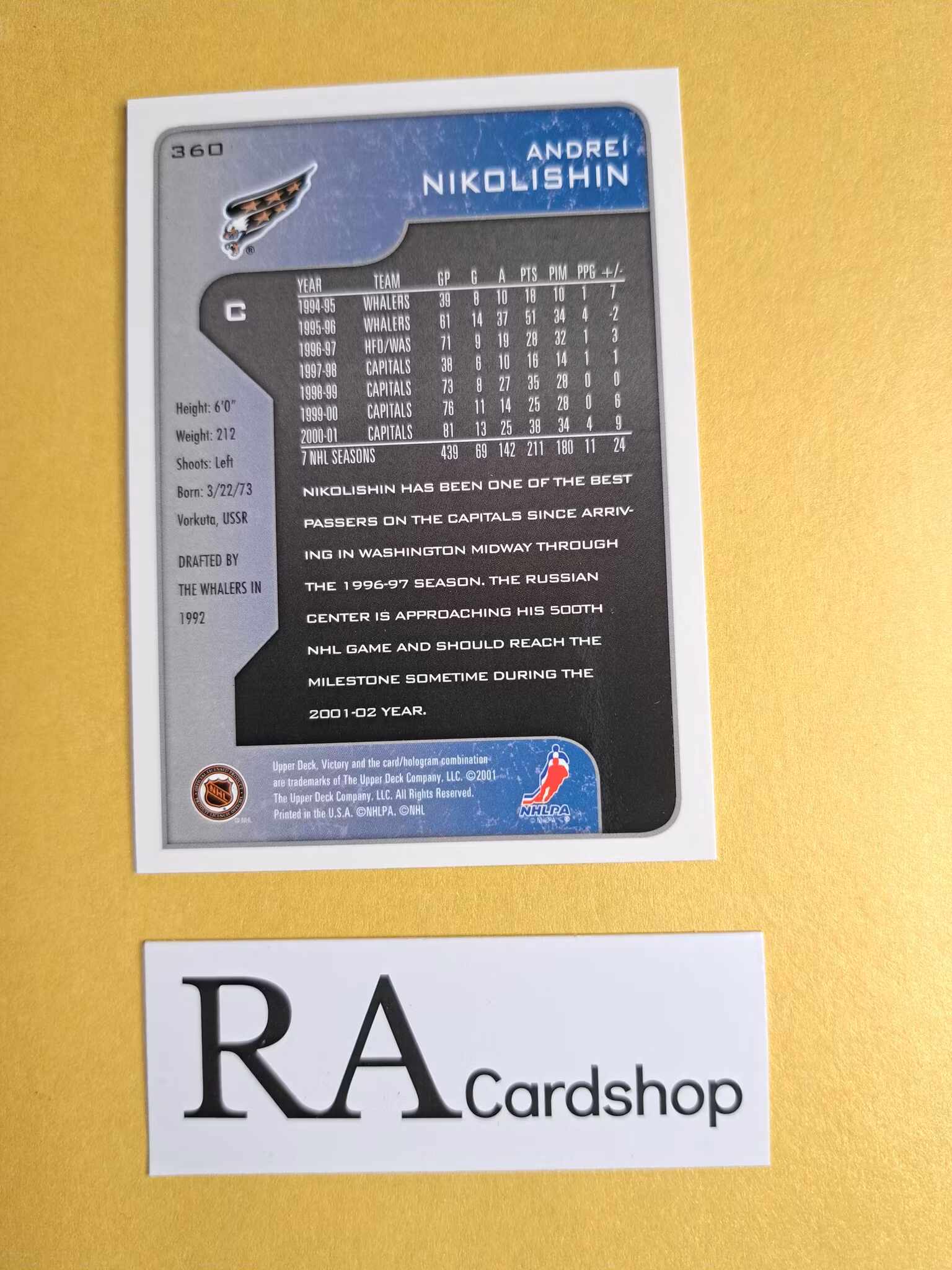 Andrei Nikolishin 01-02 Upper Deck Victory #360 NHL Hockey