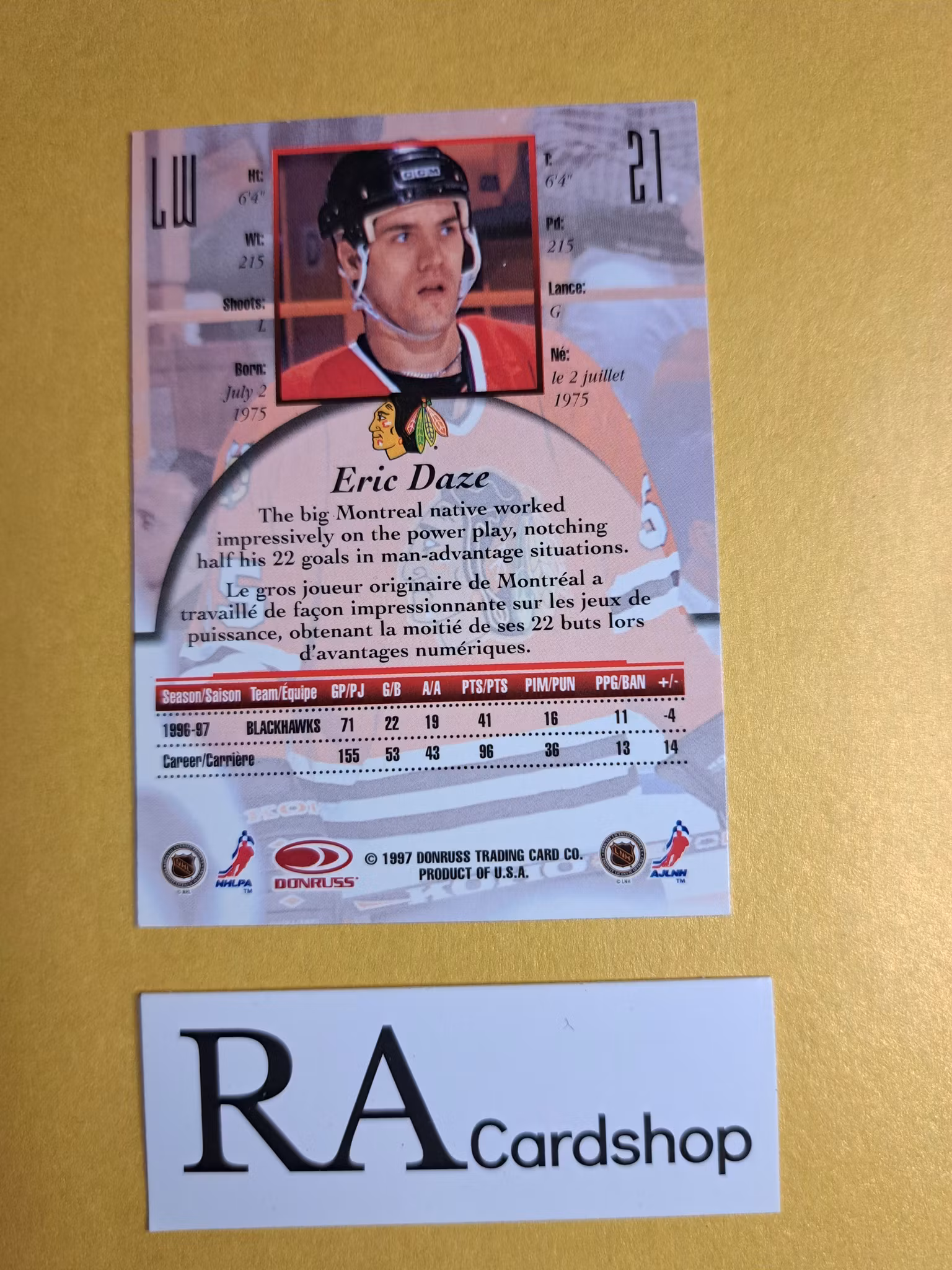 Eric Daze 96-97 Canadian Ice Donruss #21 NHL Hockey