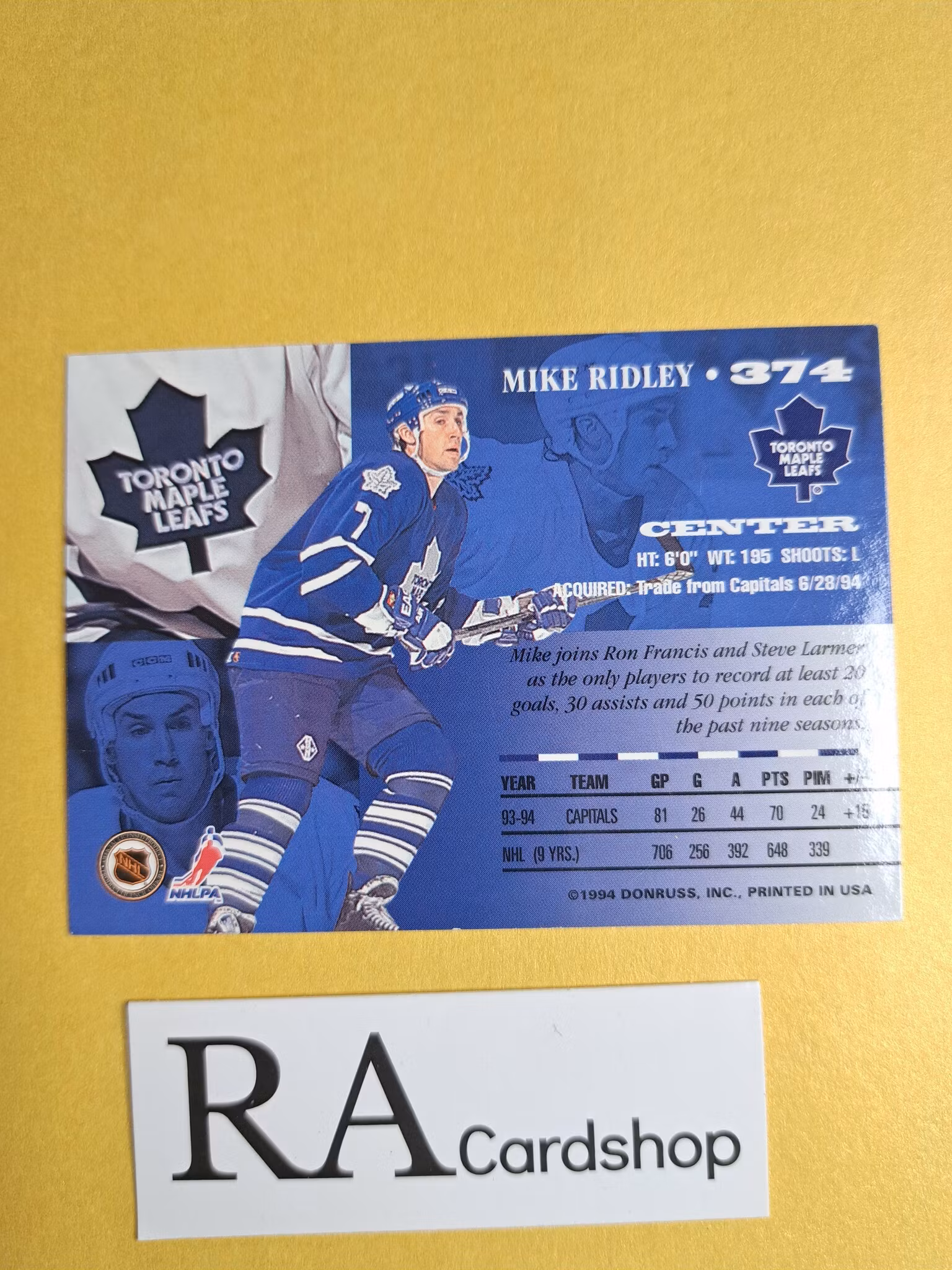 Mike Ridley 93-94 Leaf Donruss #374