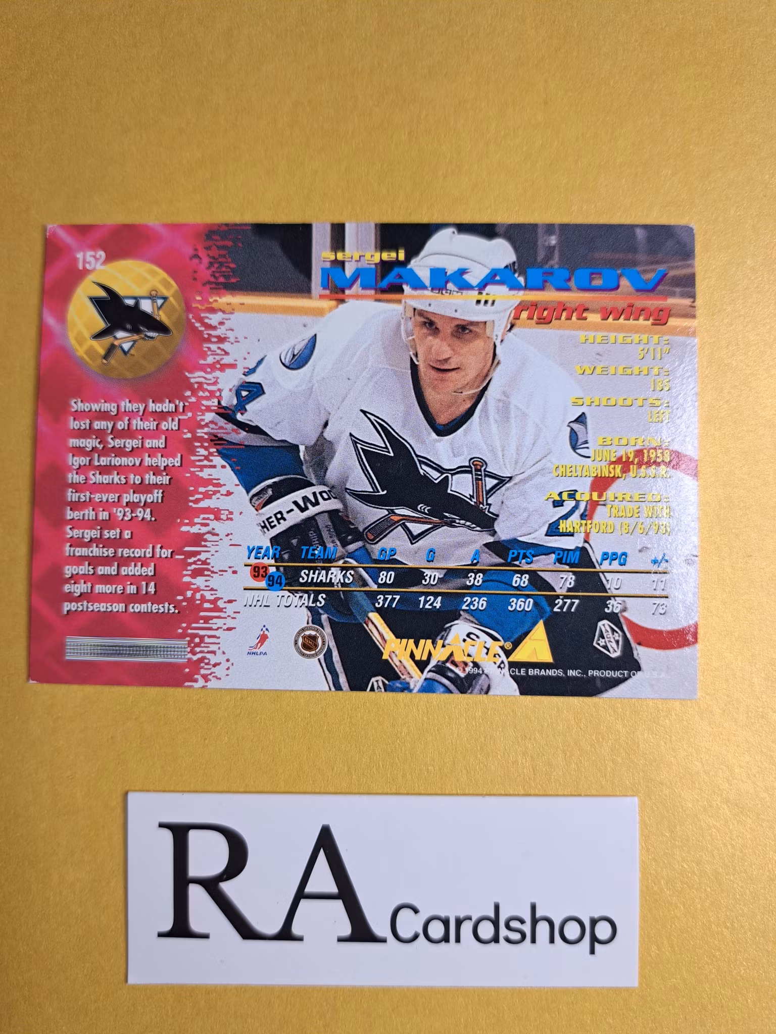 Sergei Makarov 94-95 Pinnacle #152 NHL Hockey