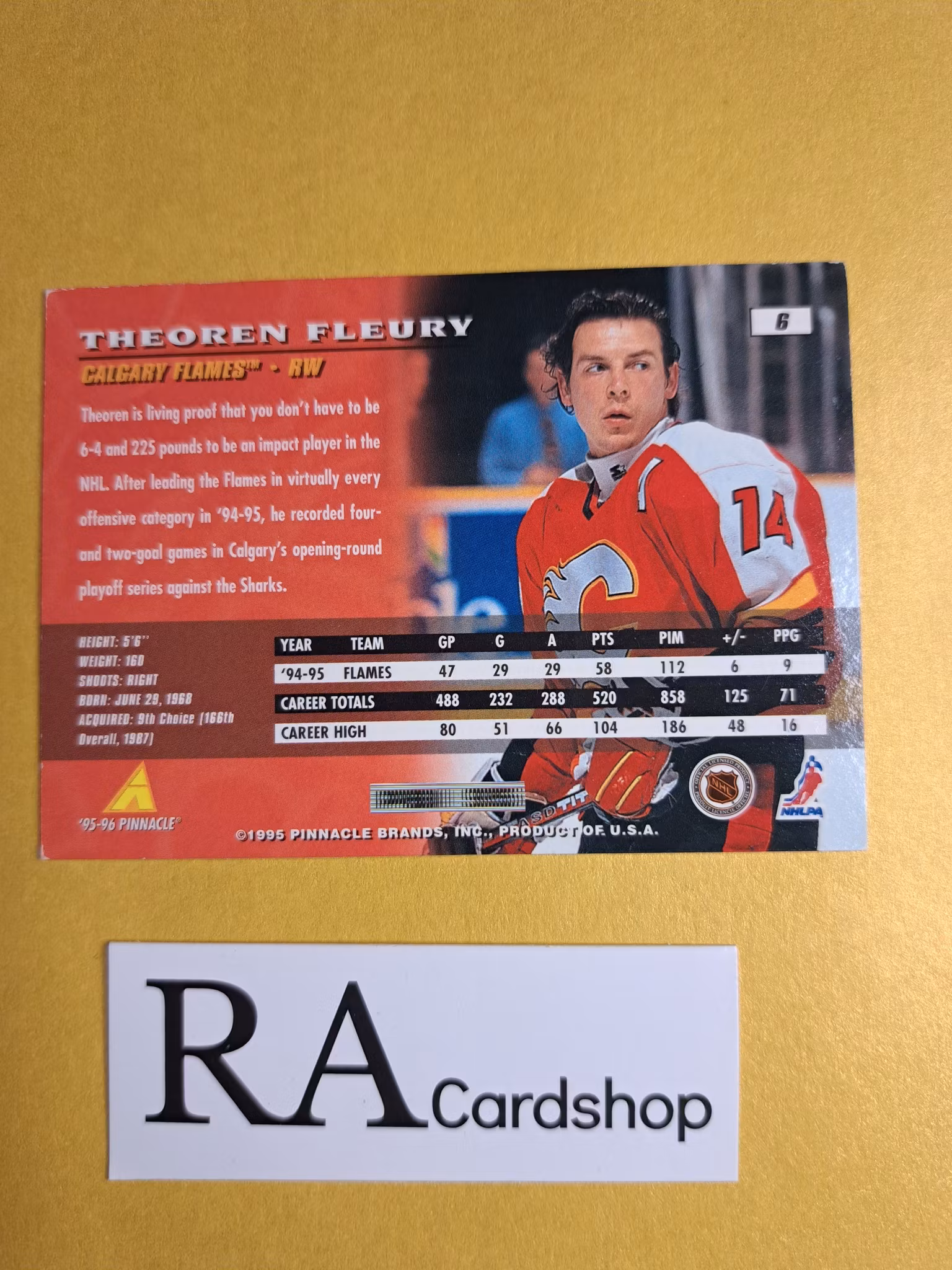 Theoren Fleury 95-96 Pinnacle #6 NHL Hockey