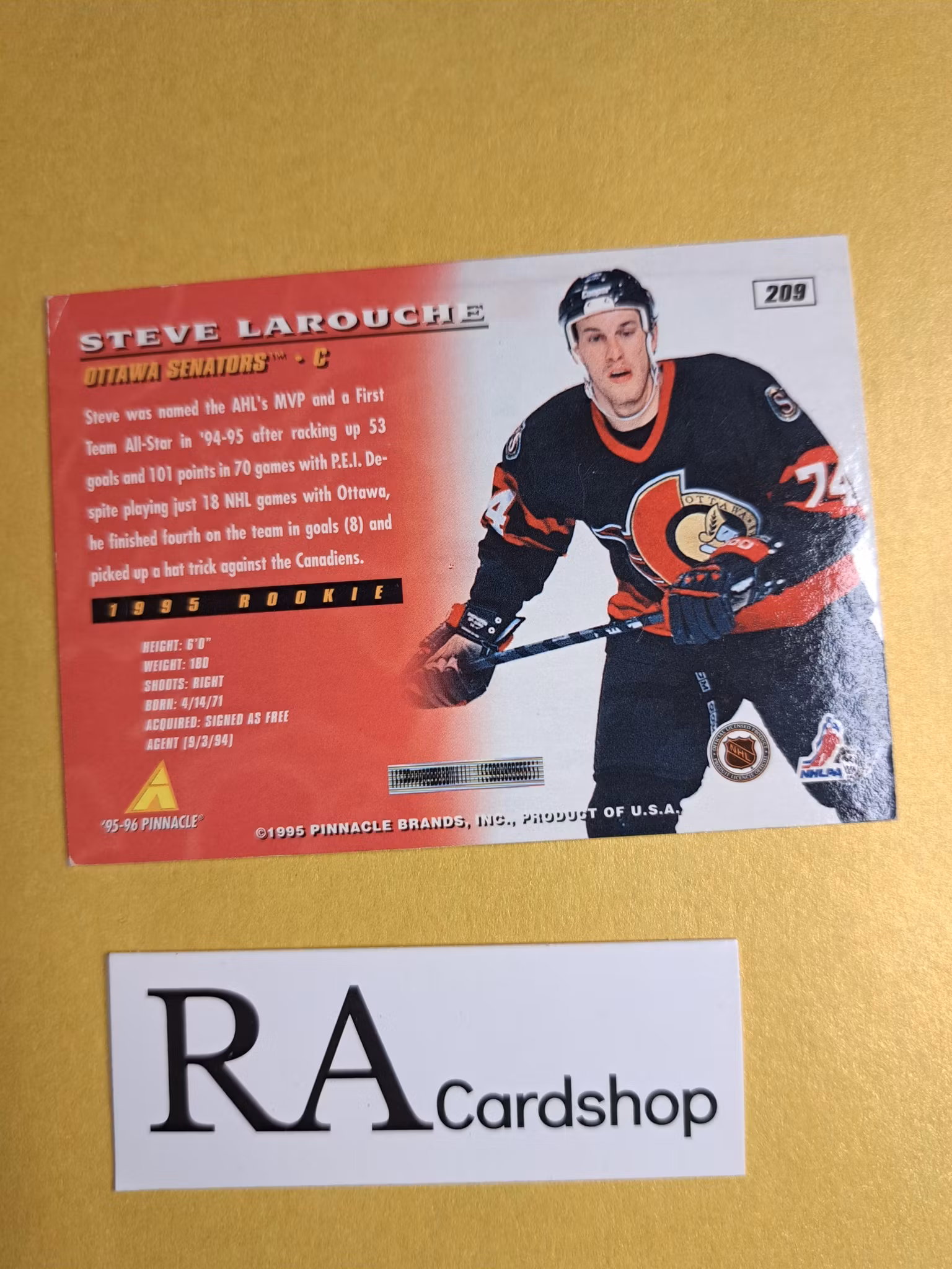 Steve Larouche 95-96 Pinnacle #209 NHL Hockey