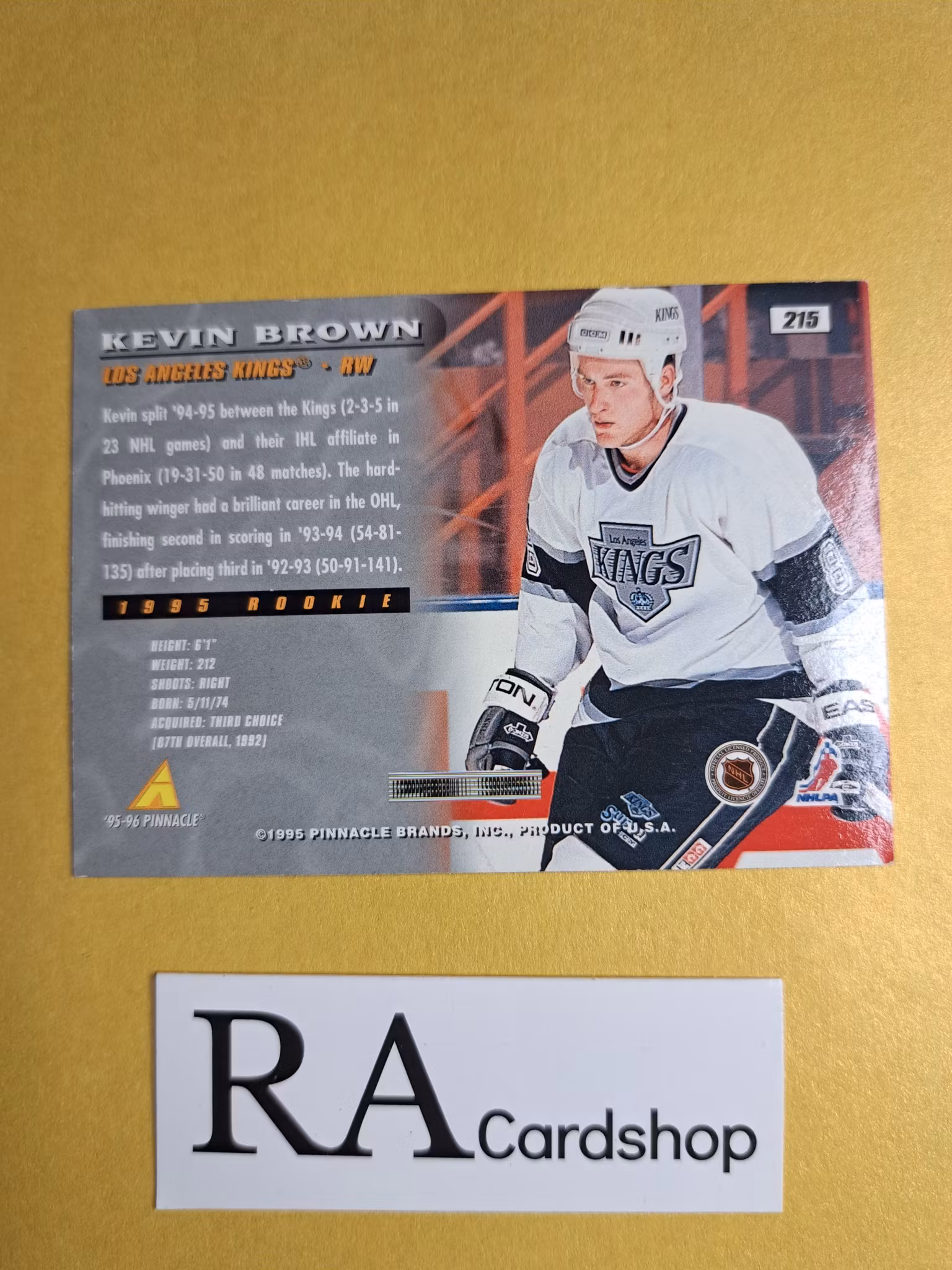 Kevin Brown 95-96 Pinnacle #215 NHL Hockey