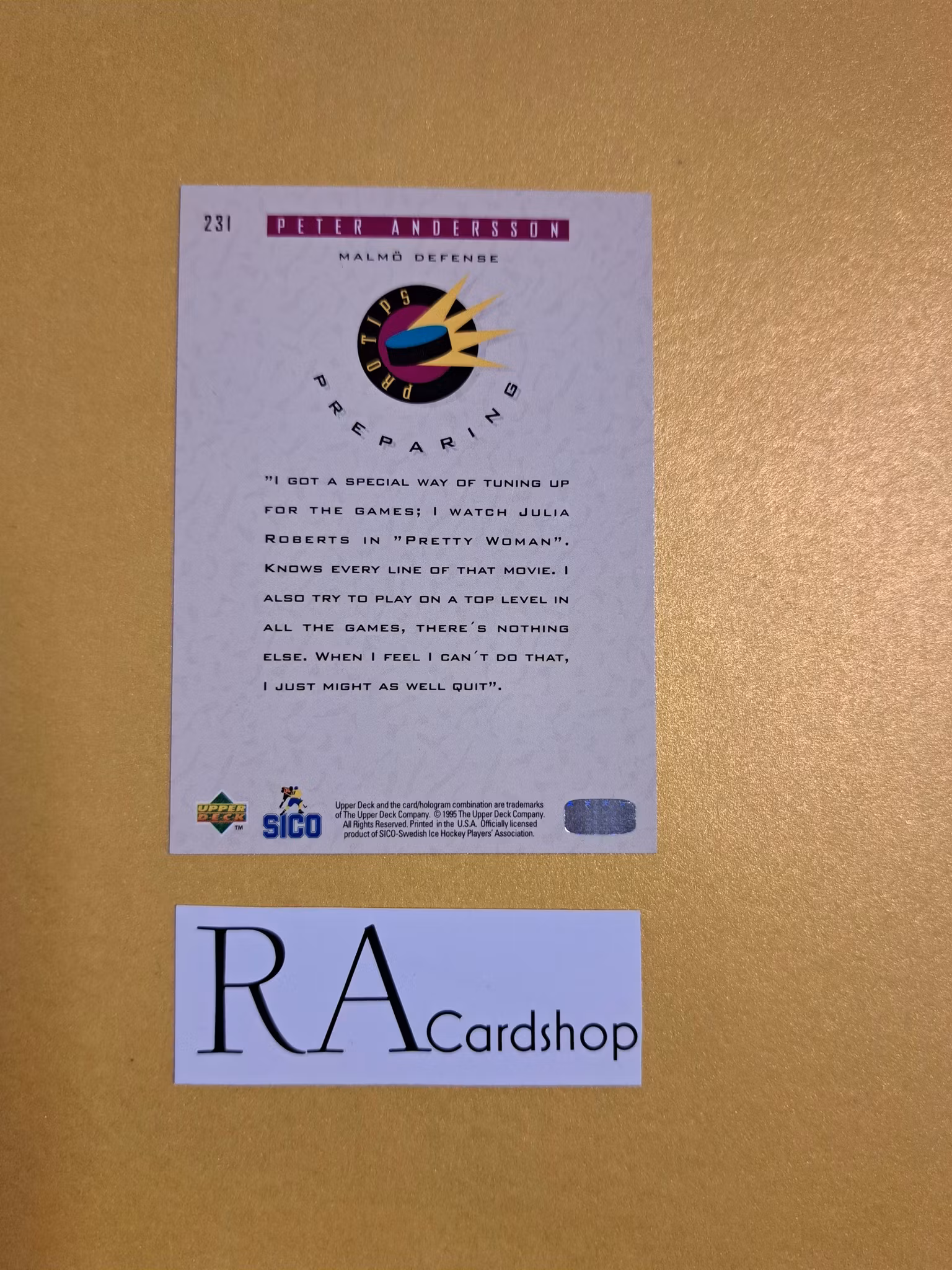 Peter Andersson Pro Tips 95-96 Upper Deck Swedish #231