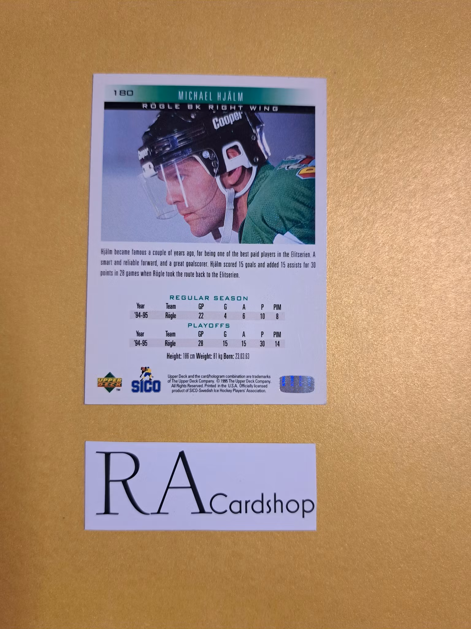 Michael Hjälm 95-96 Upper Deck Swedish #180