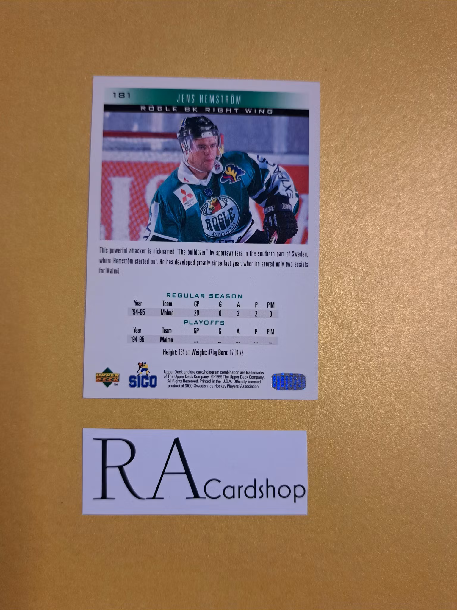 Jens Hemström 95-96 Upper Deck Swedish #181