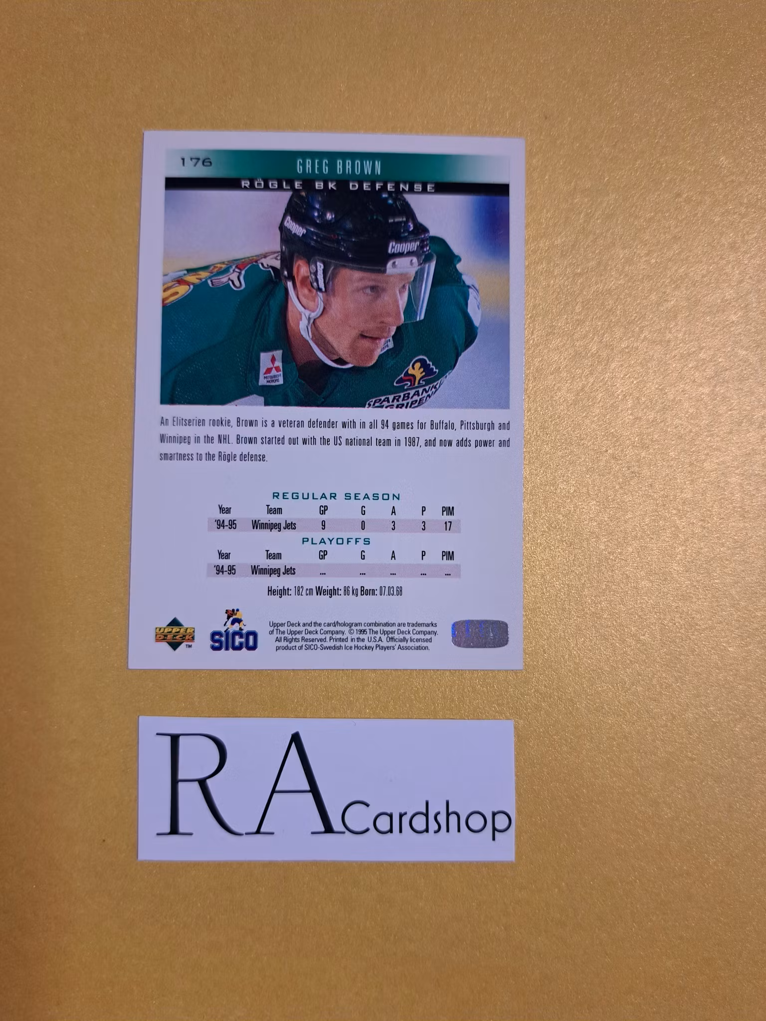 Greg Brown 95-96 Upper Deck Swedish #176