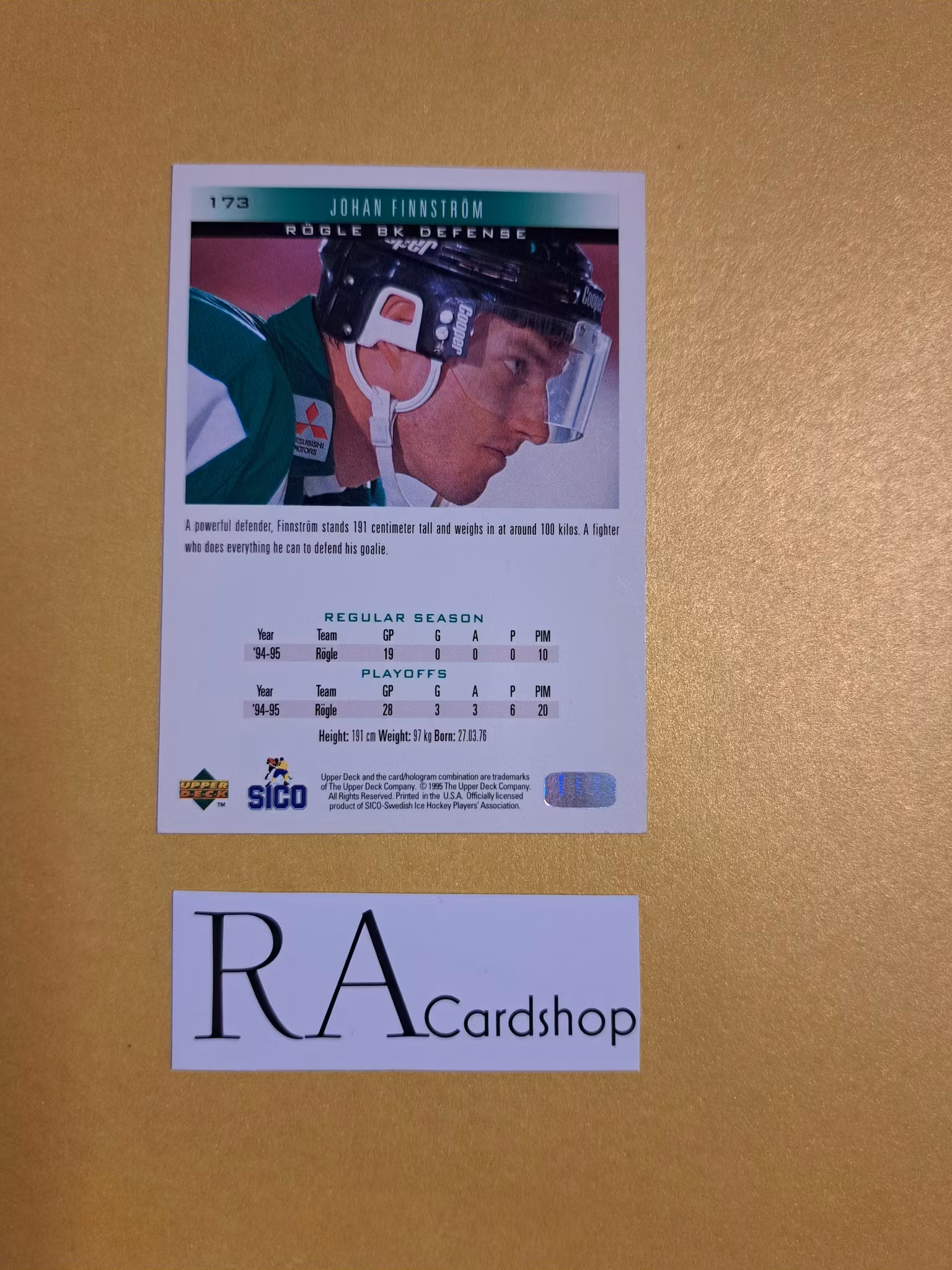 Johan Finnström 95-96 Upper Deck Swedish #173
