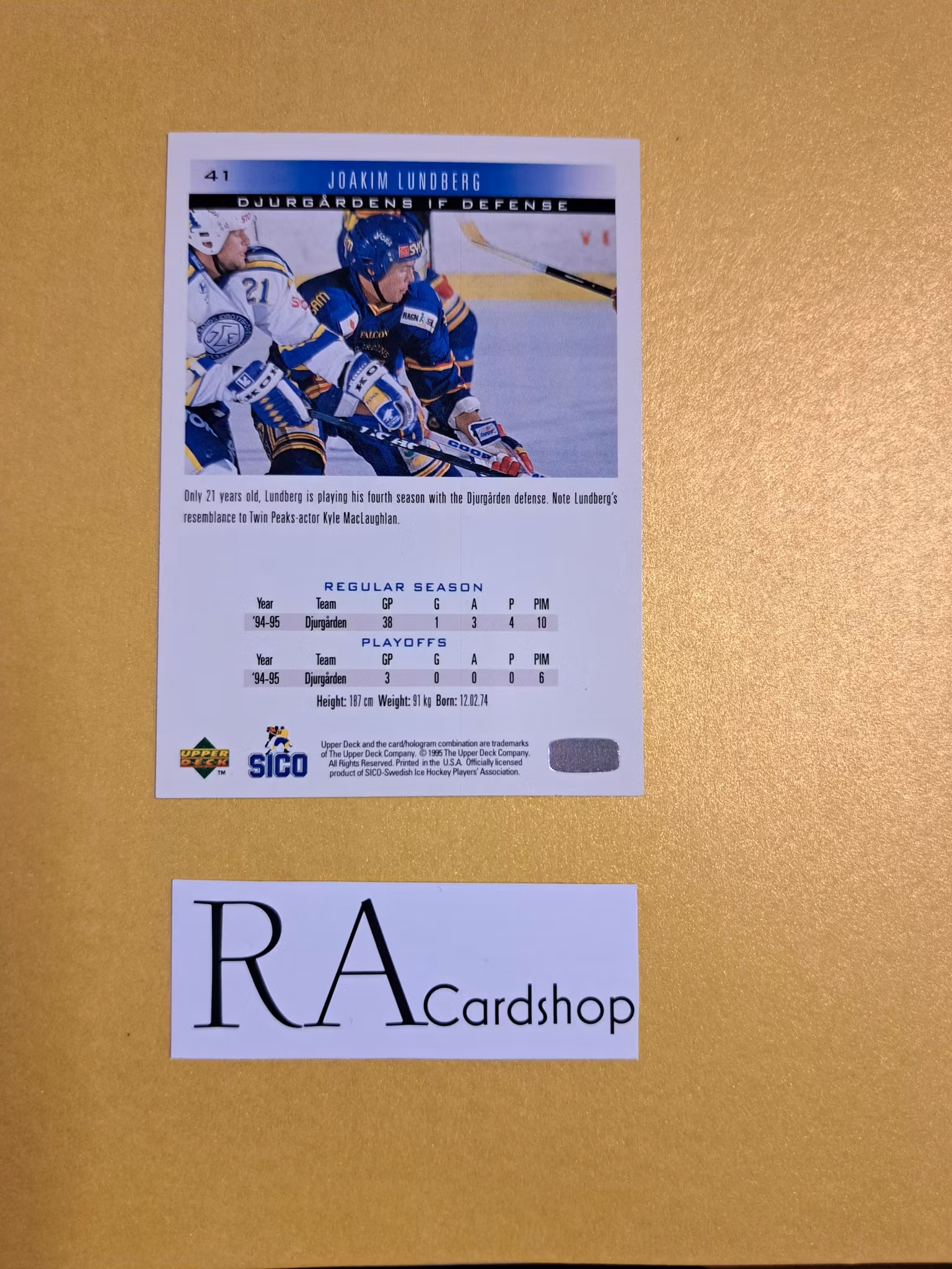 Joakim Lundberg 95-96 Upper Deck Swedish #41