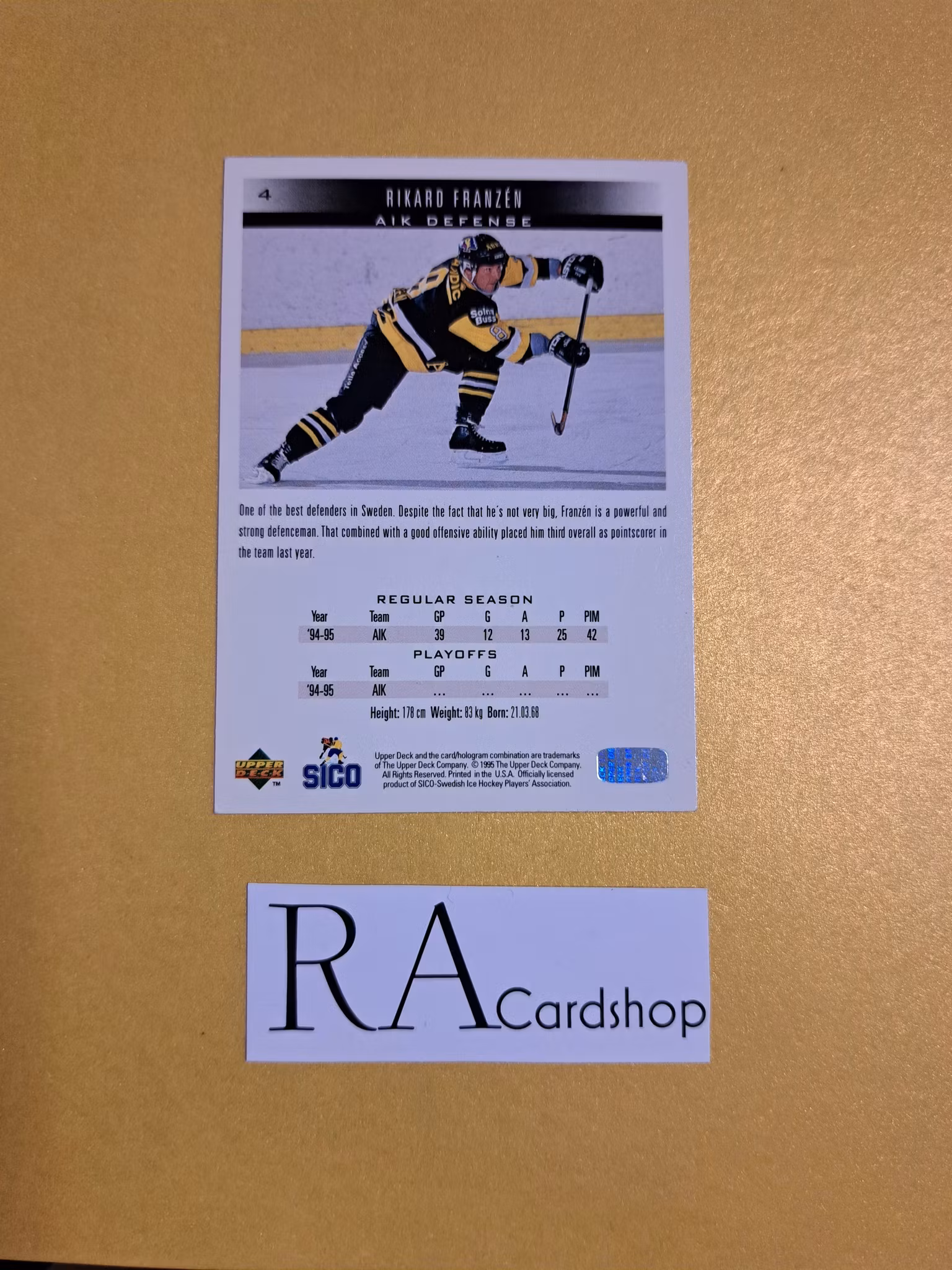 Rikard Franzen 95-96 Upper Deck Swedish #4