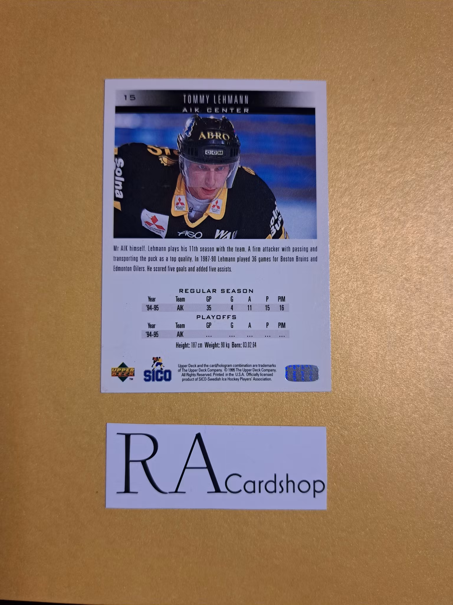 Tommy Lehmann (2) 95-96 Upper Deck Swedish #15