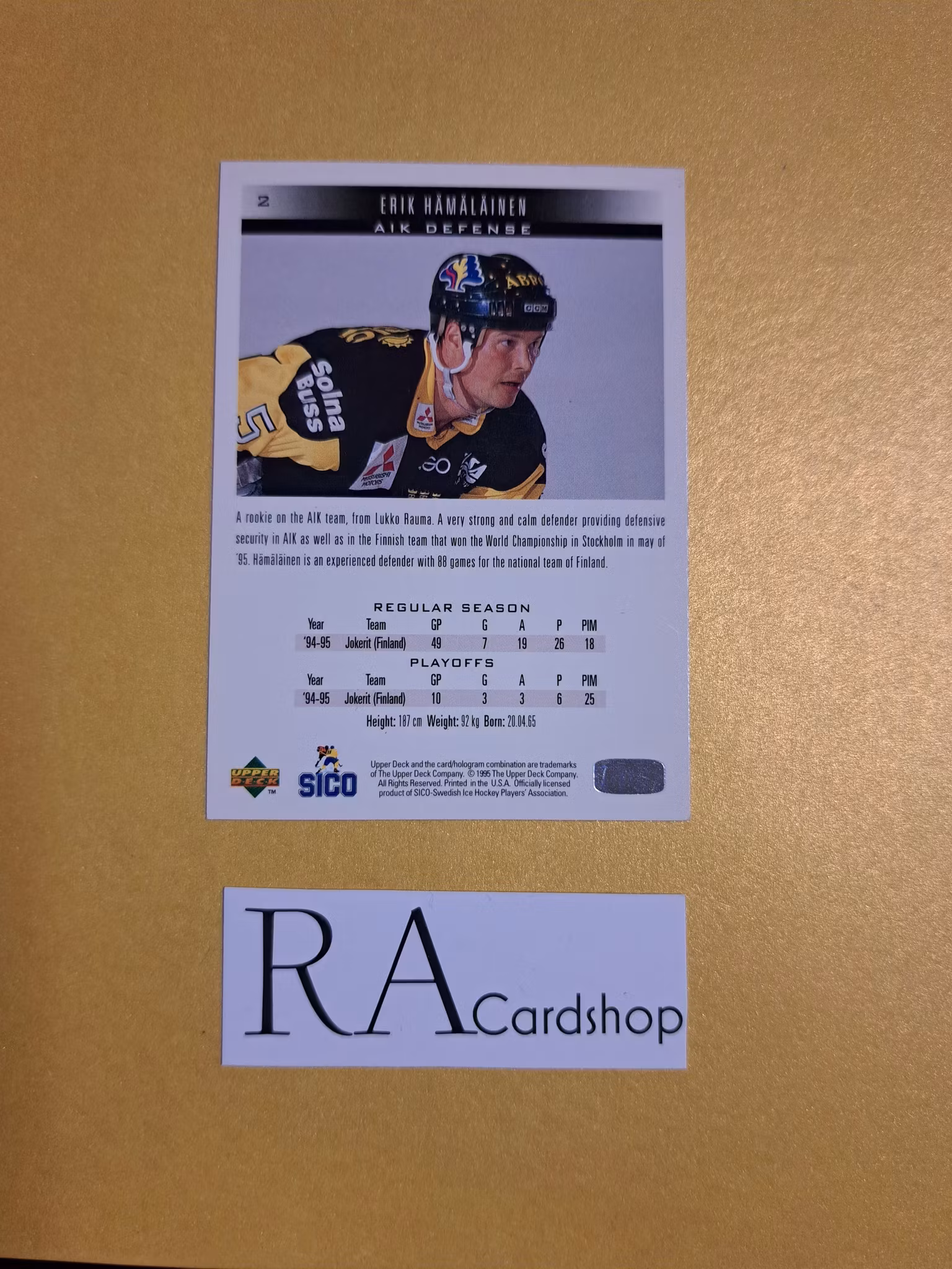 Erik Hämäläinen (2) 95-96 Upper Deck Swedish #2
