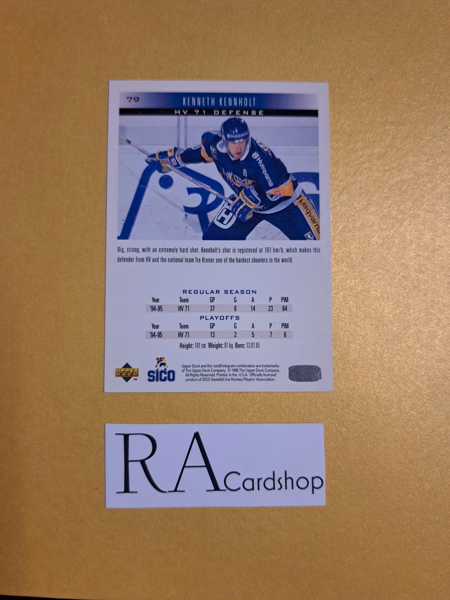 Kenneth Kennholt (1) 95-96 Upper Deck Swedish #79