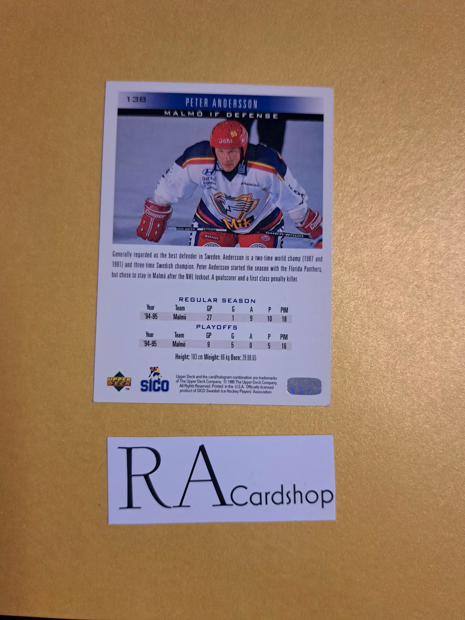 Peter Andersson 95-96 Upper Deck Swedish #138