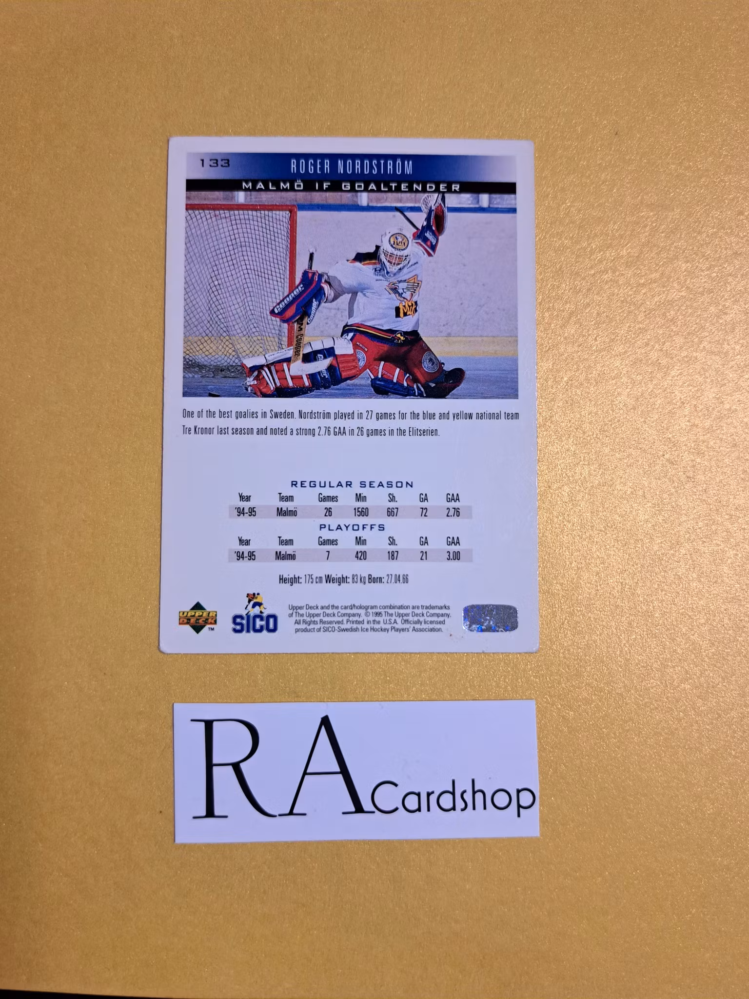 Roger Nordström 95-96 Upper Deck Swedish #133