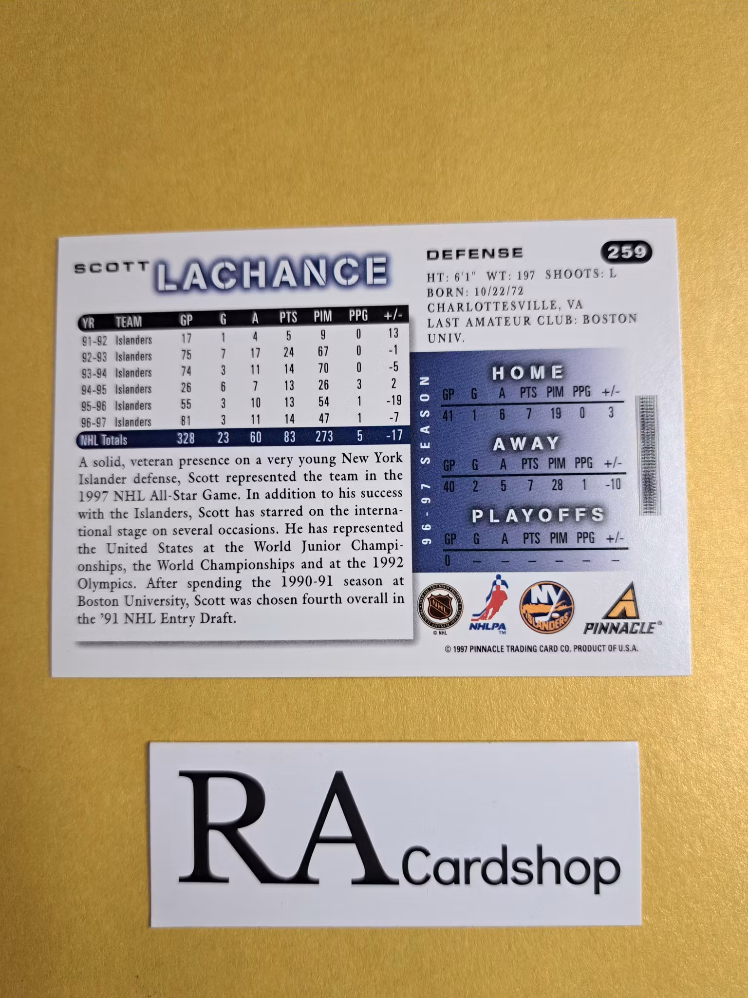 Scott Lachance 97-98 Score Pinnacle #259 NHL Hockey