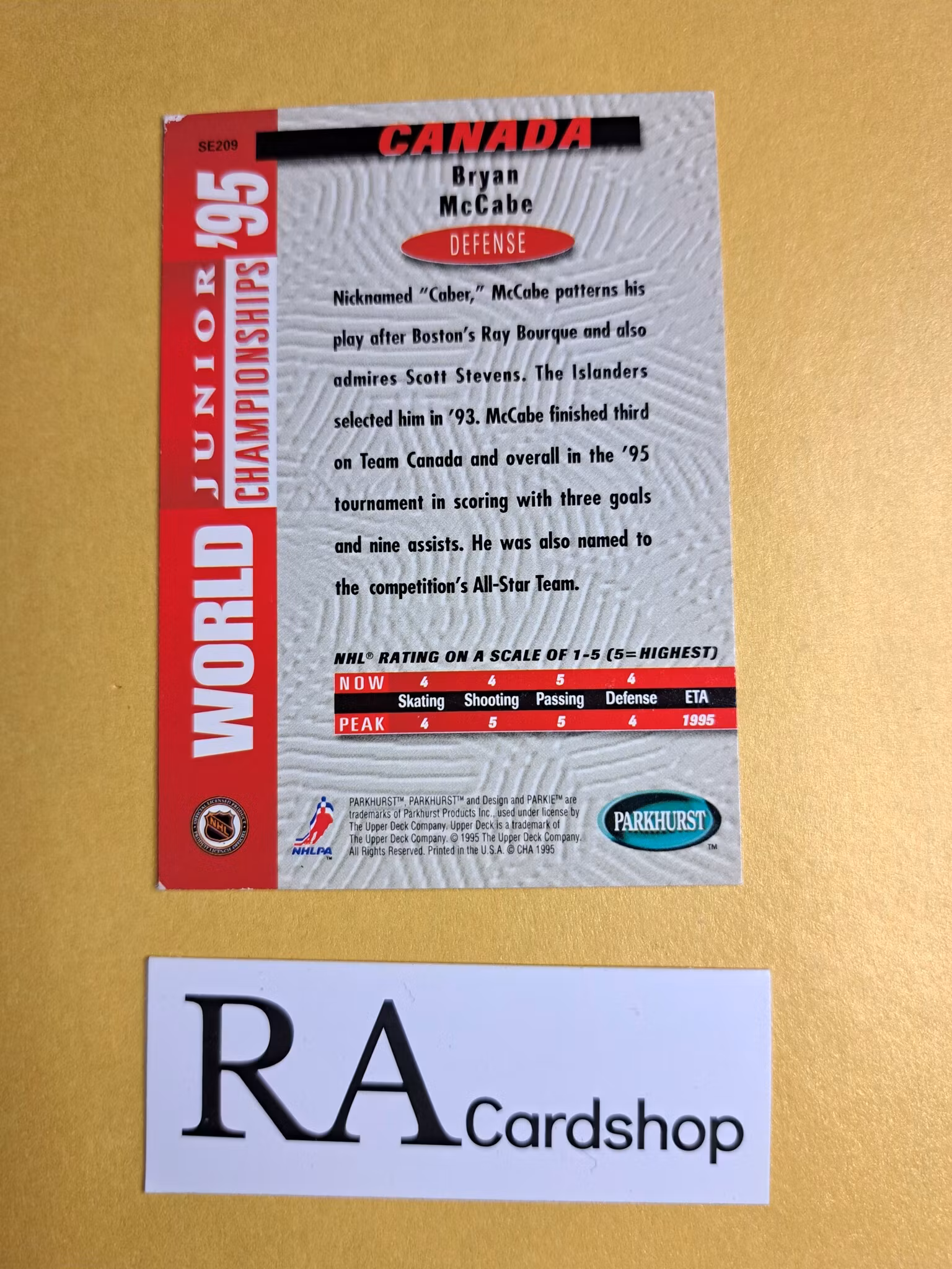 Bryan McCabe Canada (1) 94-95 Parkhurst #SE209 Hockey