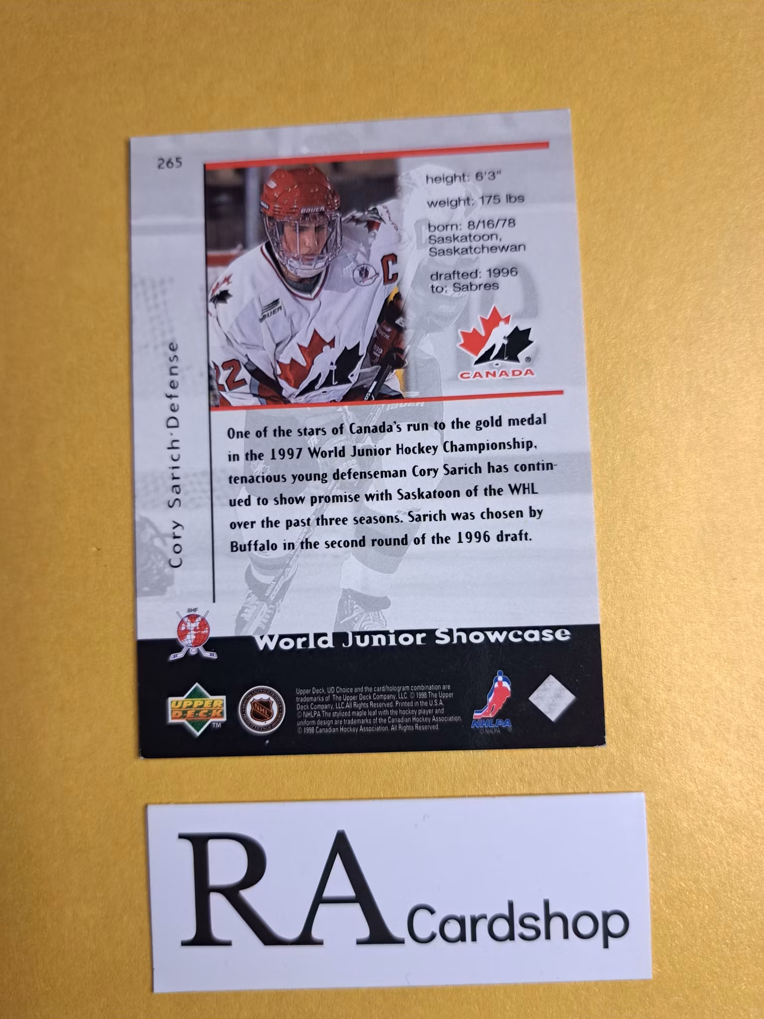 Corey Sarich Canada 98-99 UD Choice #265 Hockey