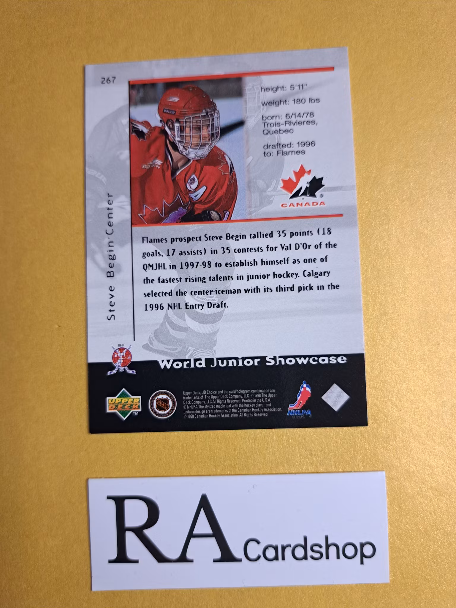Steve Begin Canada 98-99 UD Choice #267 Hockey