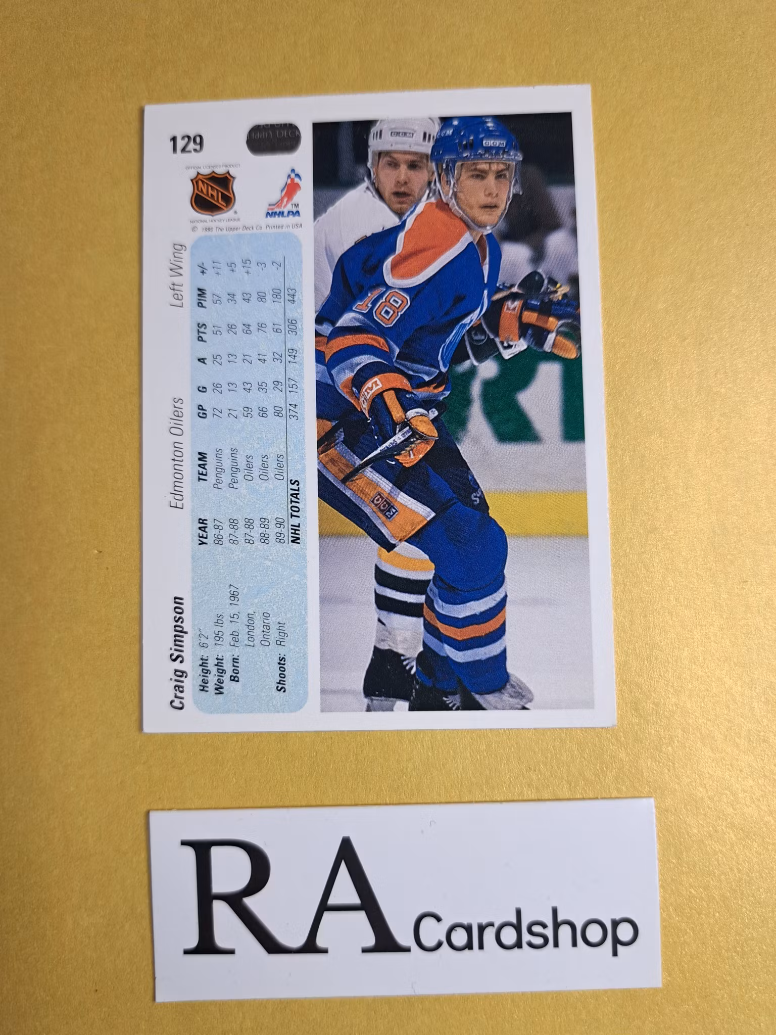 Craig Simpson 90-91 Upper Deck #129 NHL Hockey