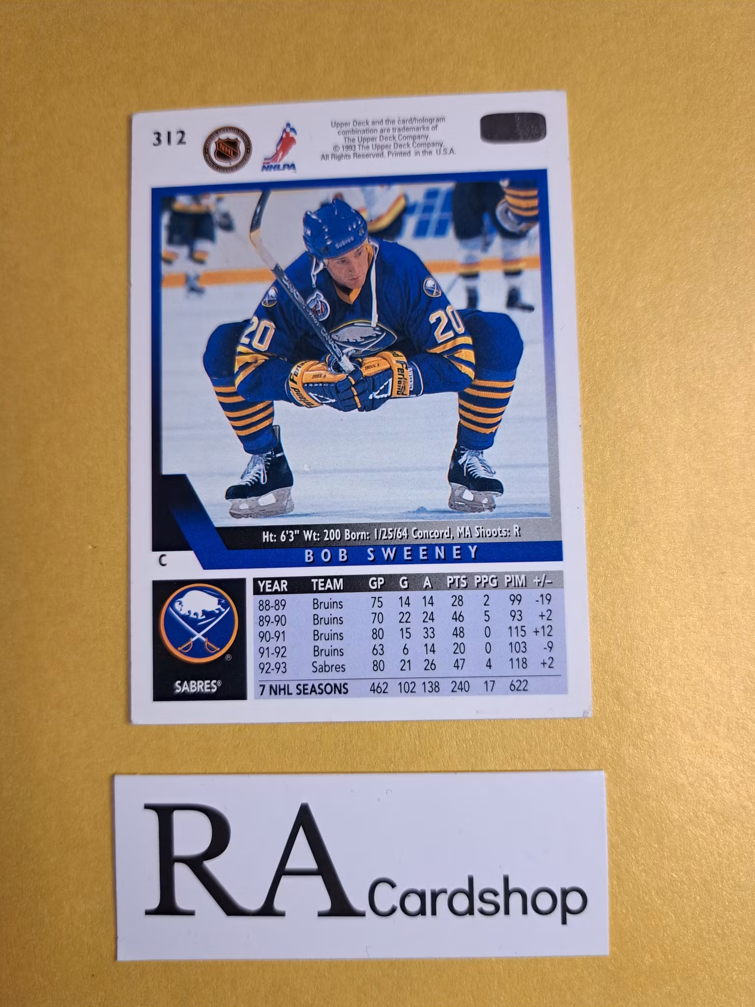Bob Sweeney 93-94 Upper Deck #312 NHL Hockey