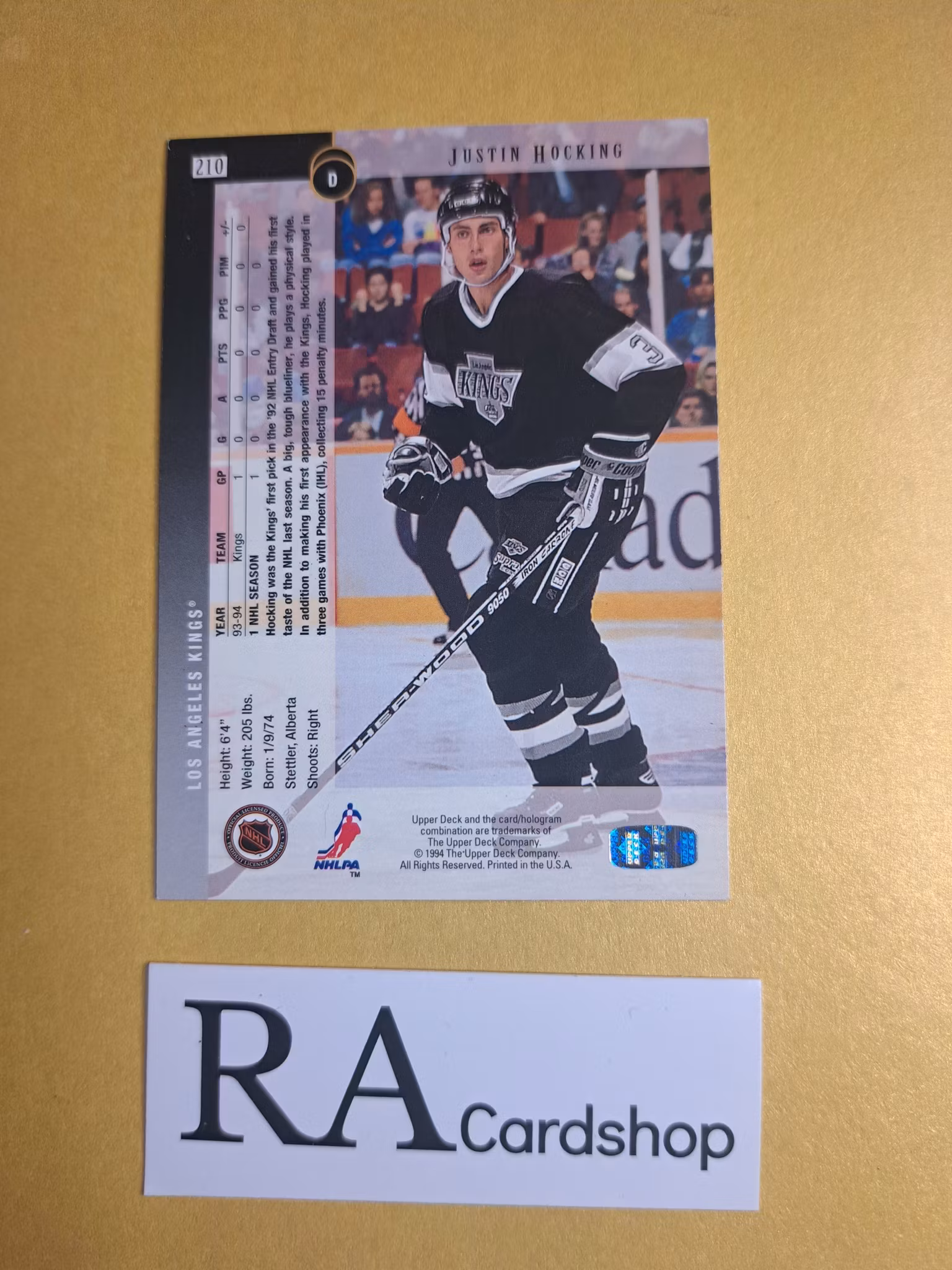 Justing Hocking (1) 94-95 Upper Deck #210 NHL Hockey