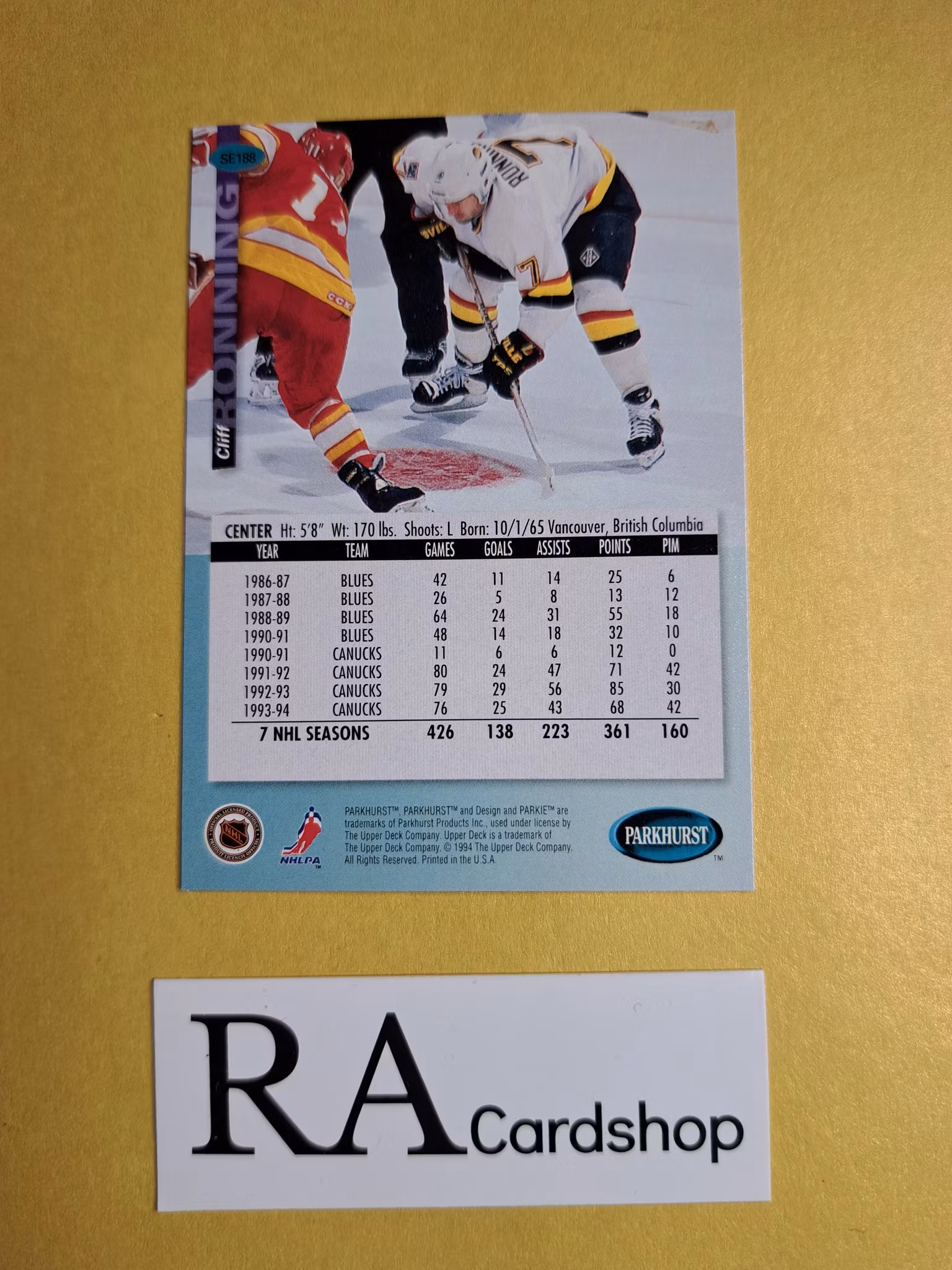 Cliff Ronning 93-94 Parkhurst SE #SE188 NHL Hockey