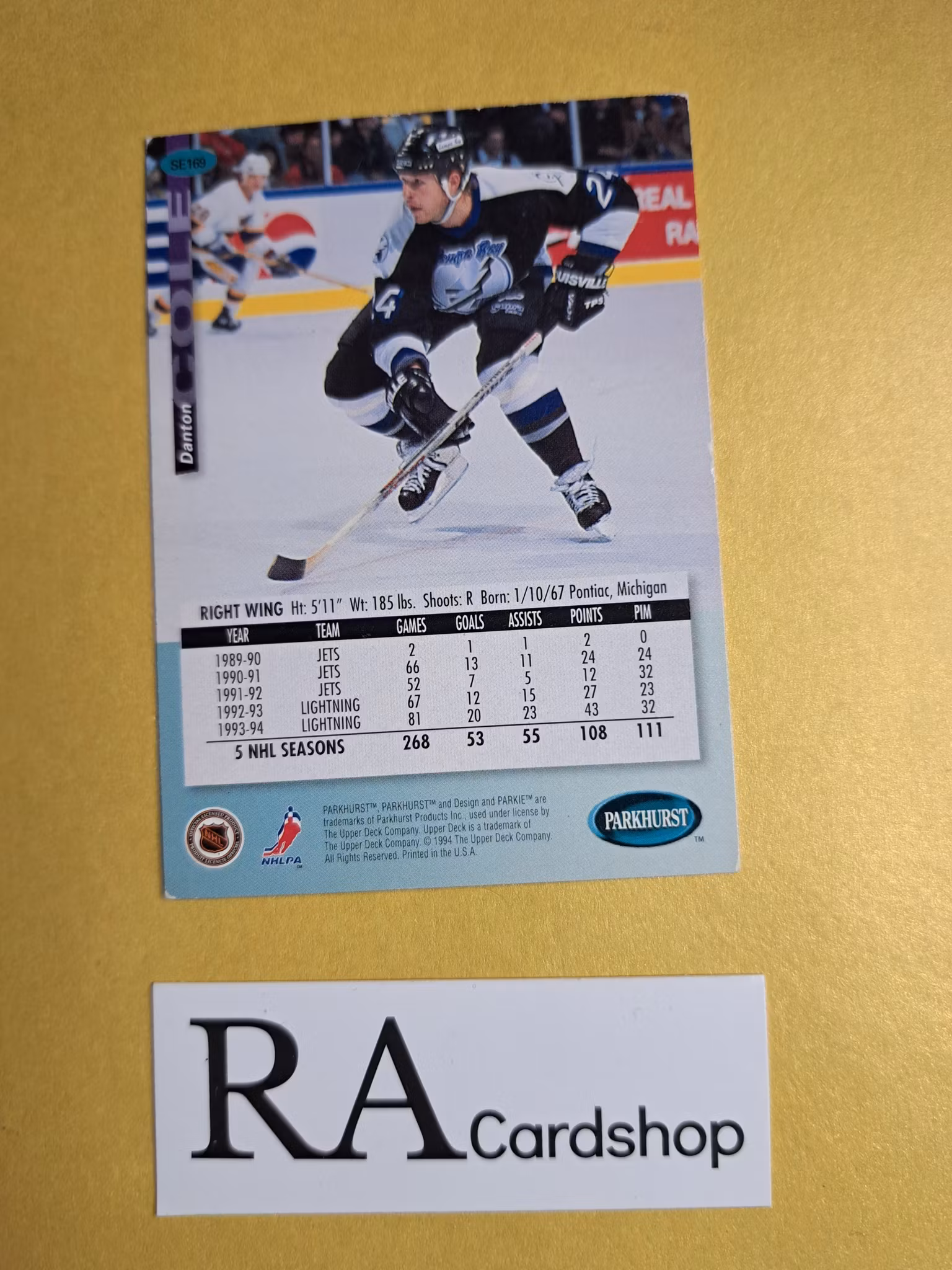 Danton Cole 93-94 Parkhurst SE #SE169 NHL Hockey