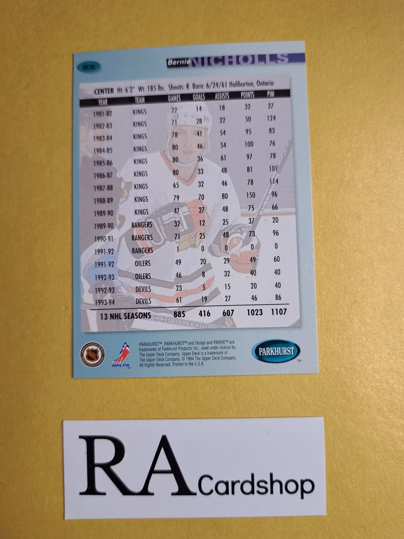 Bernie Nicholls 93-94 Parkhurst SE #SE38 NHL Hockey