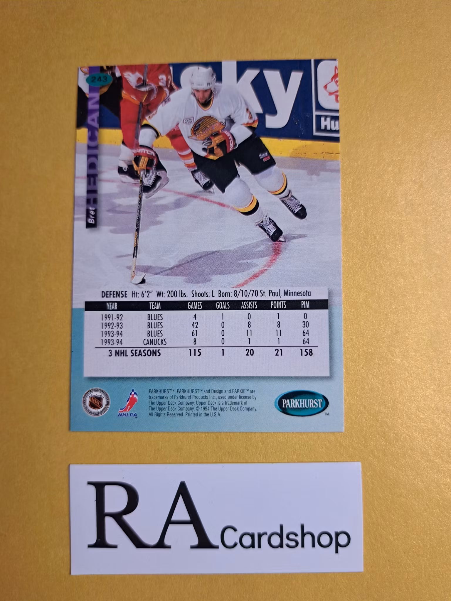 Bret Hedican (1) 94-95 Parkhurst #243 NHL Hockey