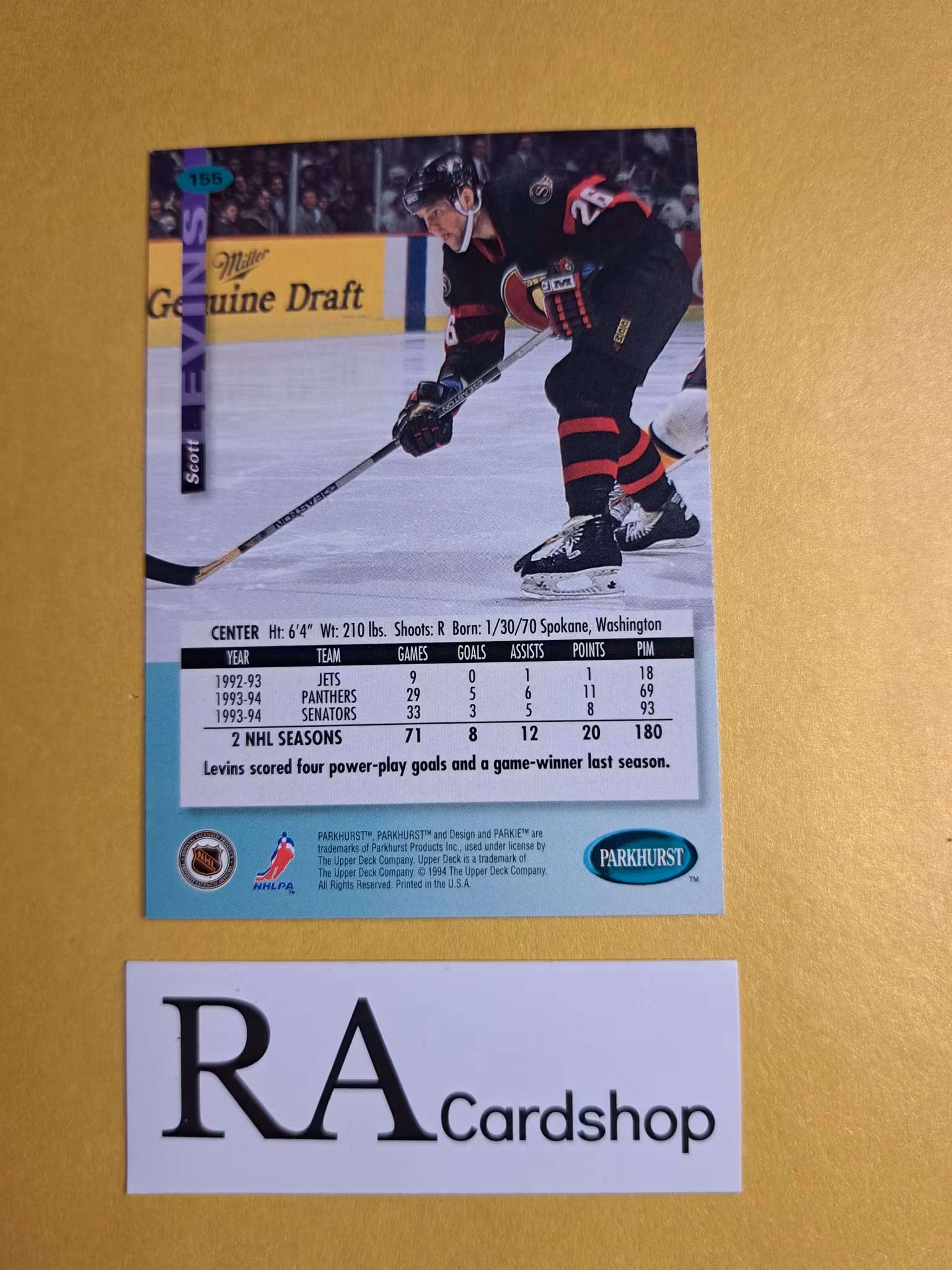 Scott Levins 94-95 Parkhurst #155 NHL Hockey